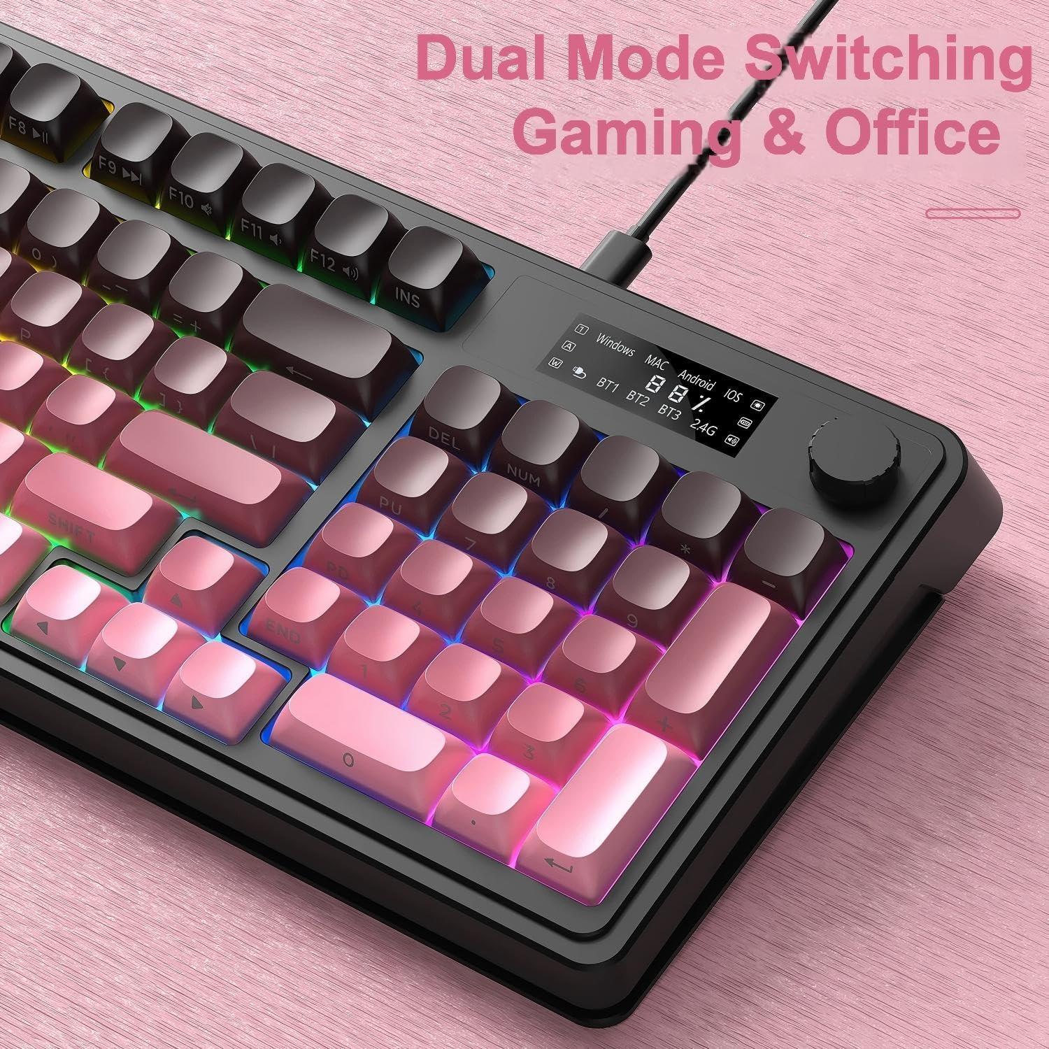 Teclado Inalámbrico AULA S99 Pro RGB Retroiluminado - Negro Rosa