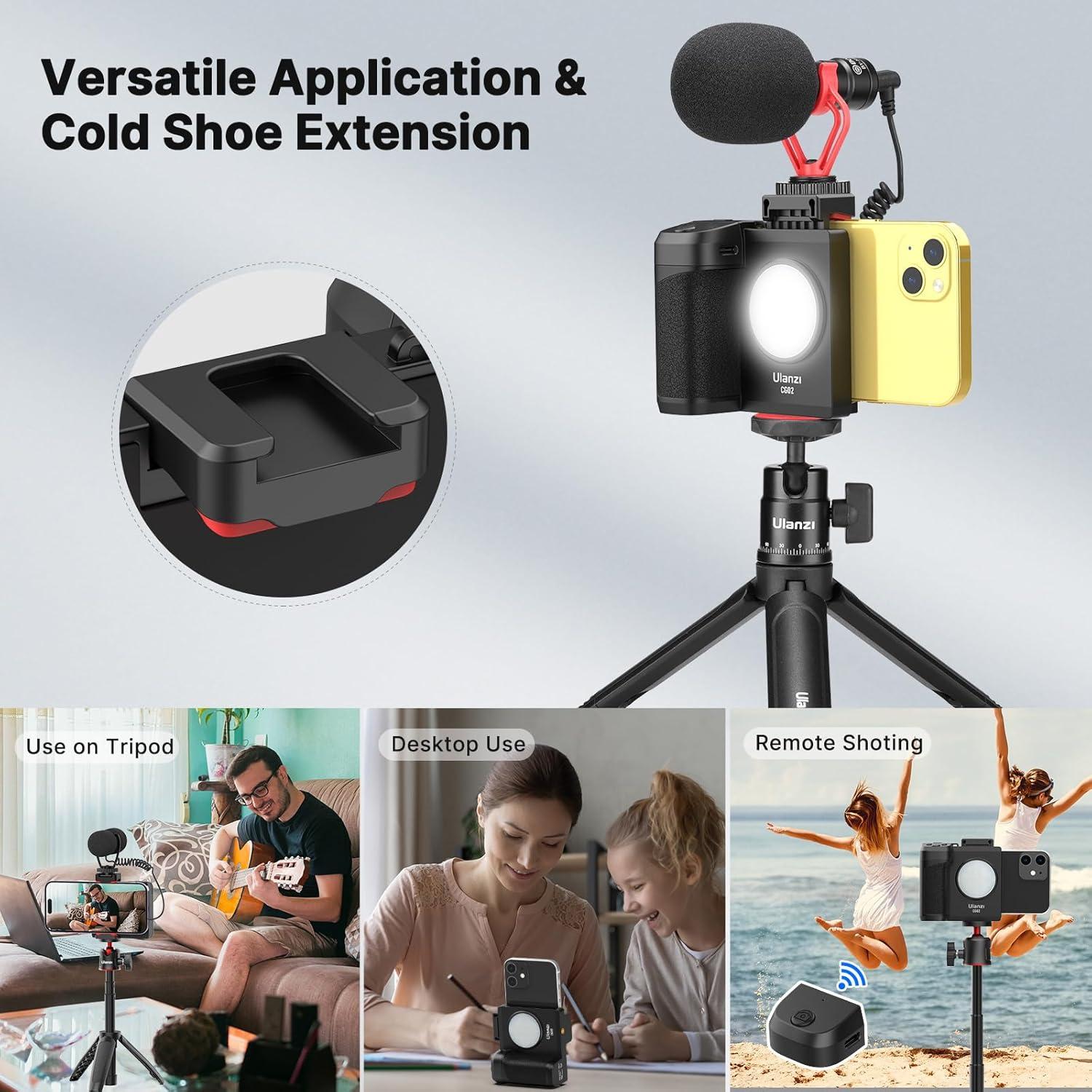 Soporte de Agarre UURig CG-02 para Smartphone con Luz de Relleno