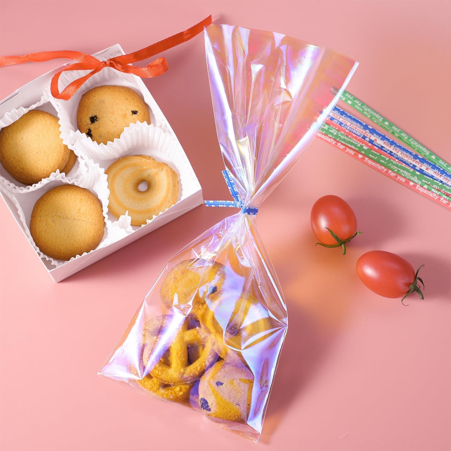 Bolsas de Regalo Transparentes QCBF 10x23 cm 100 Pcs Holográficas