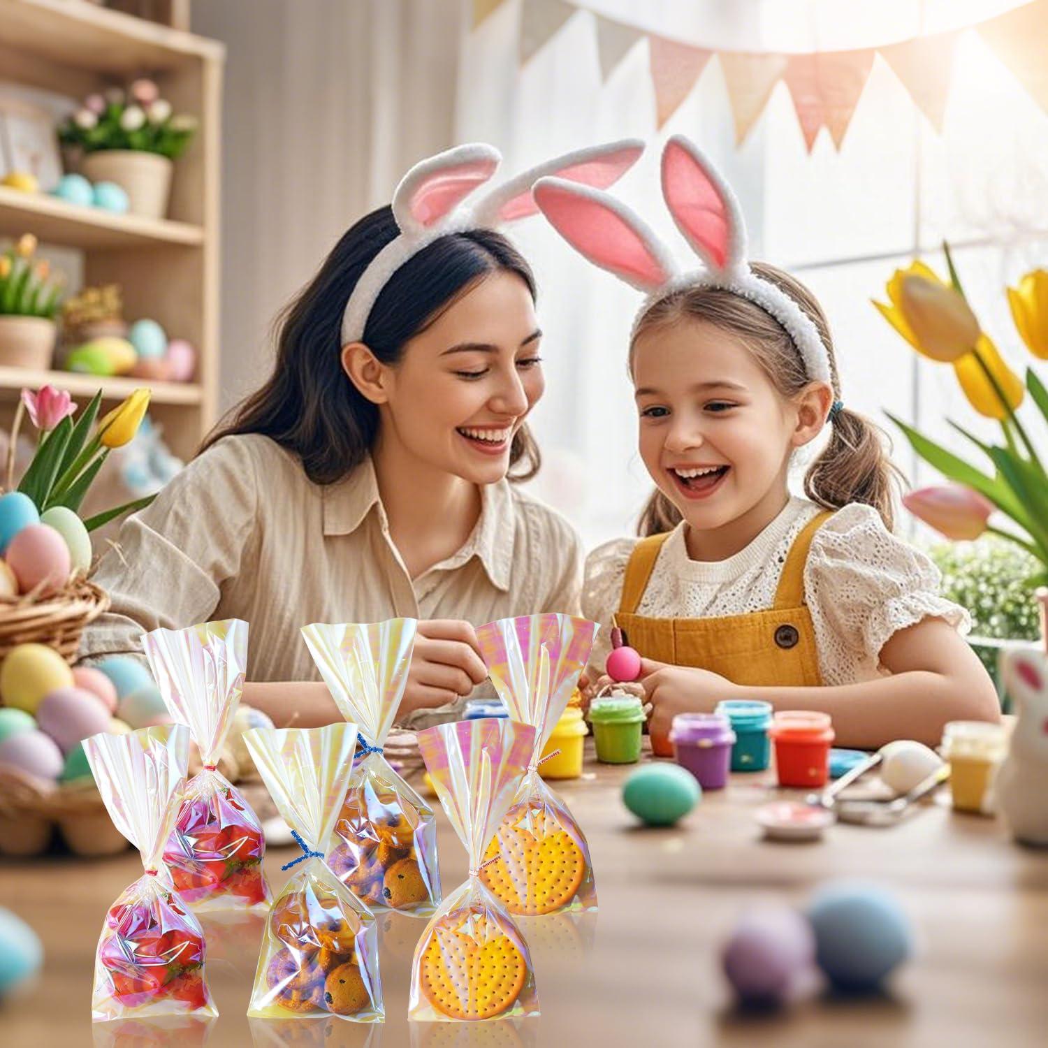 Bolsas de Regalo Transparentes QCBF 10x23 cm 100 Pcs Holográficas