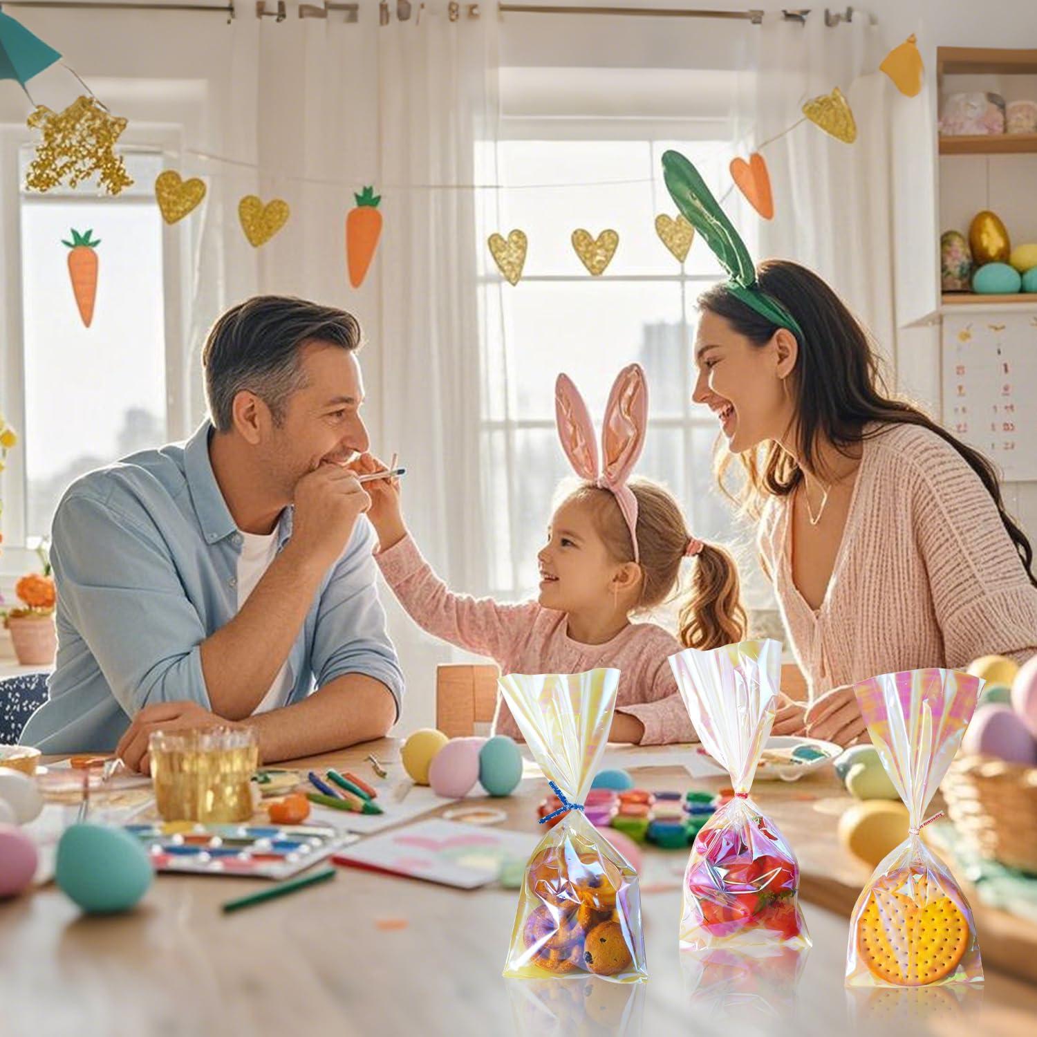 Bolsas de Regalo Transparentes QCBF 10x23 cm 100 Pcs Holográficas