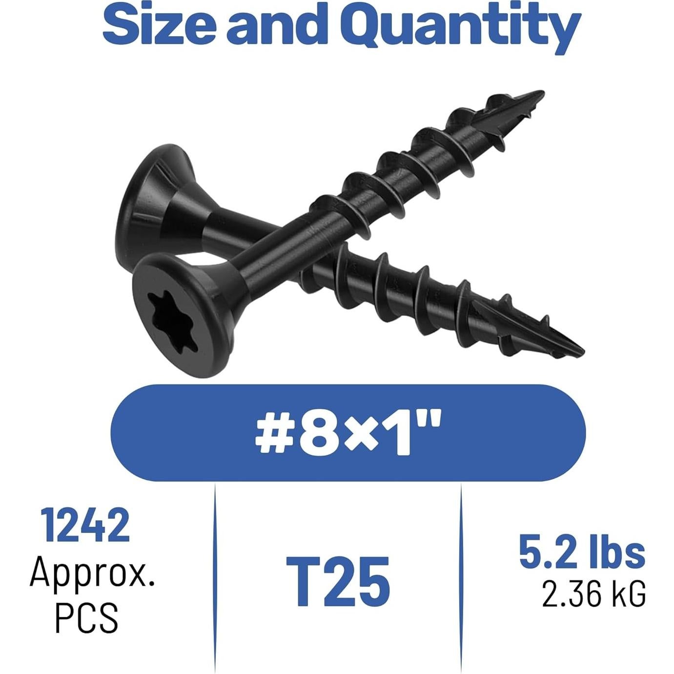 Tornillos para Deck WELLOCKS #8x25mm, 1000h Corrosión