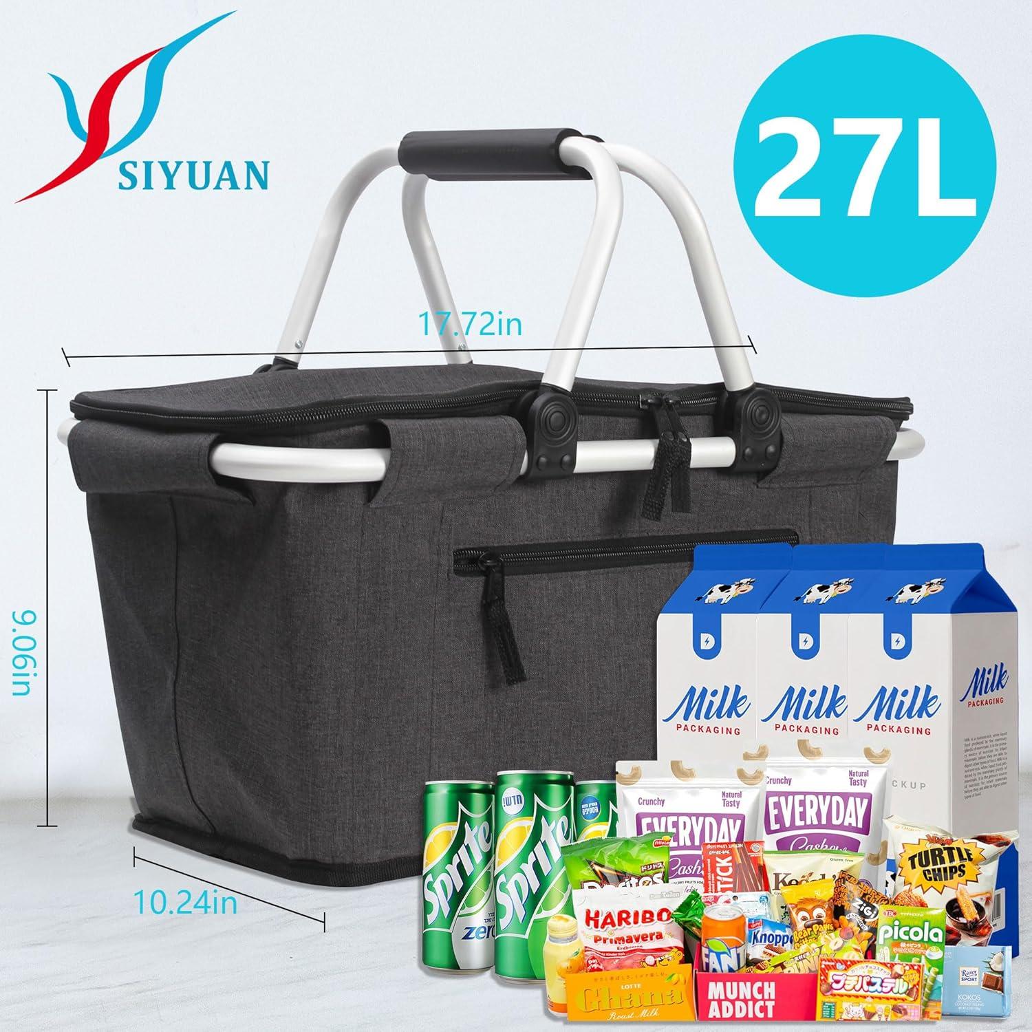 Cesta de Picnic Plegable SIYUAN 27L Aislada Negra