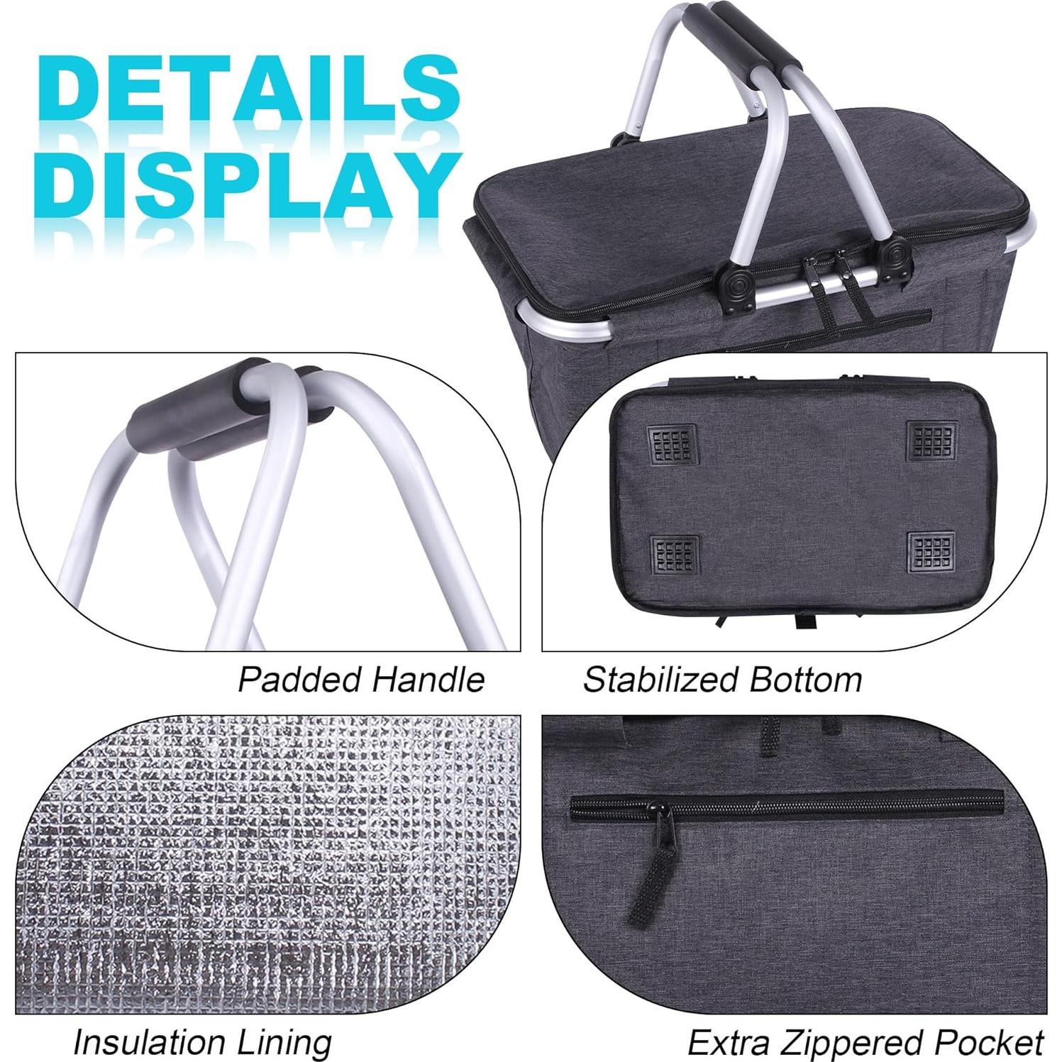 Cesta de Picnic Plegable SIYUAN 27L Aislada Negra