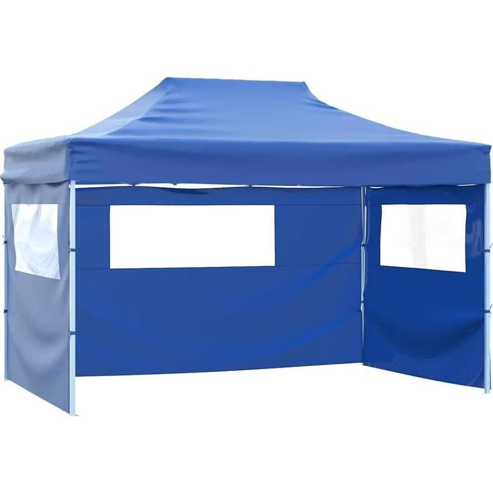 Folding Party Tent with 4 Sidewalls 9.8'x13.1' Steel Blue Outdoor Canopy Tent for Events, Backyard, Camping - Heavy Duty Powder-Coated Steel Frame & Water-Resistant Oxford Fabric