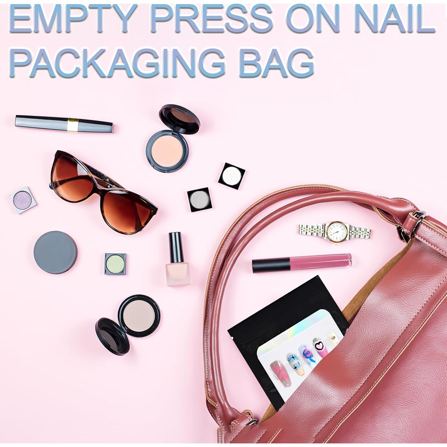 100 Bolsas Holográficas para Uñas Postizas Sawvolker 10.5x15cm