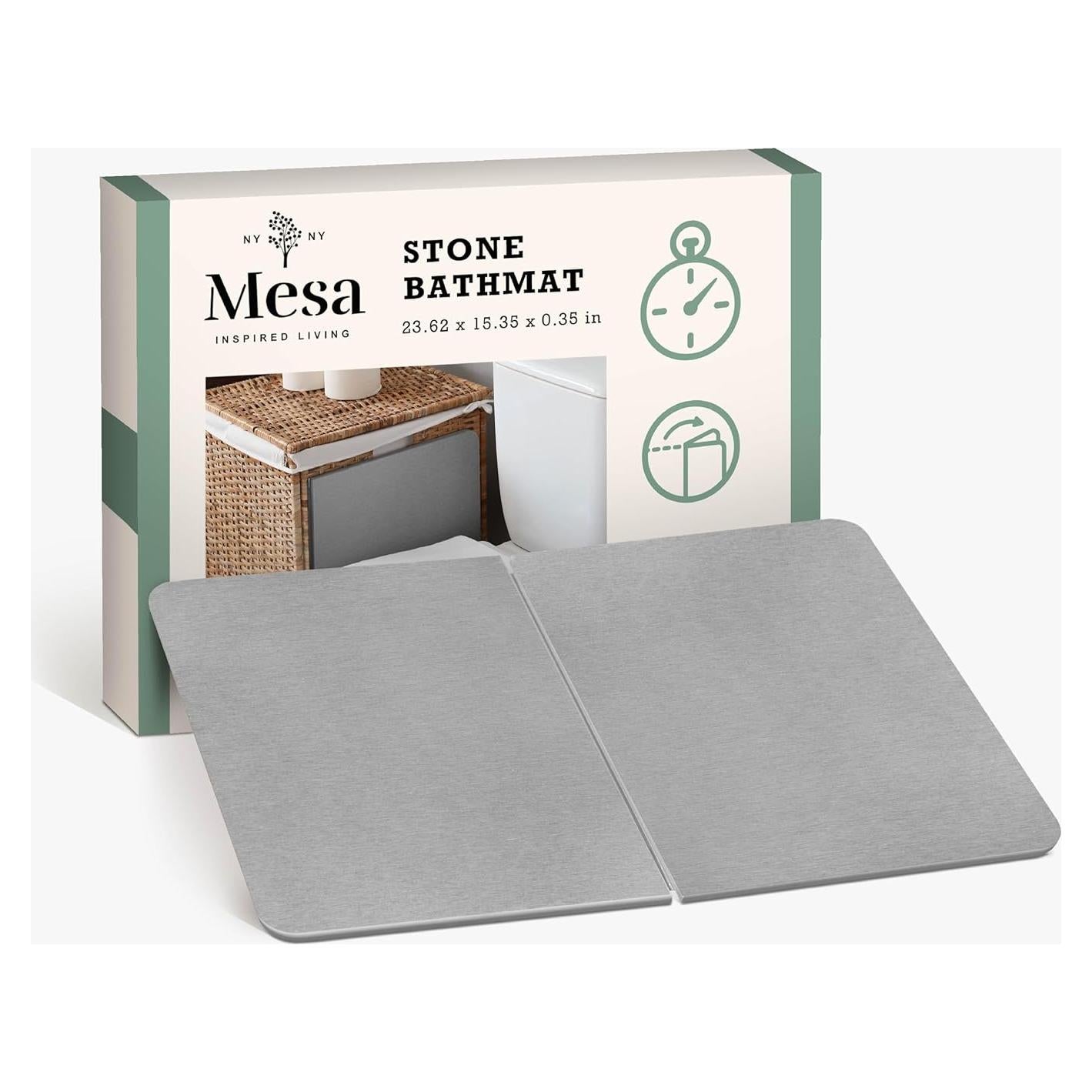 Alfombra de Baño Diatomácea Inspired Living - Antideslizante, Grande, Gris