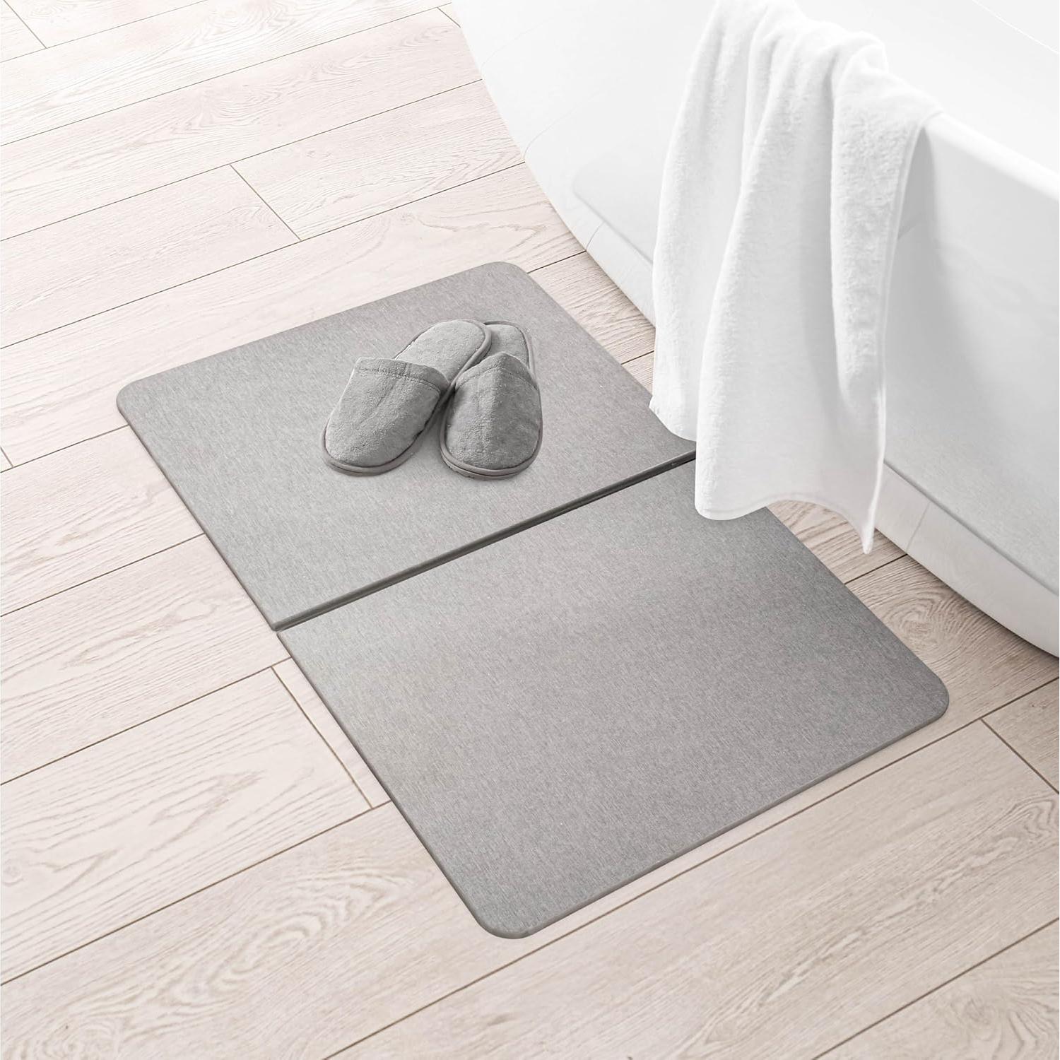 Alfombra de Baño Diatomácea Inspired Living - Antideslizante, Grande, Gris