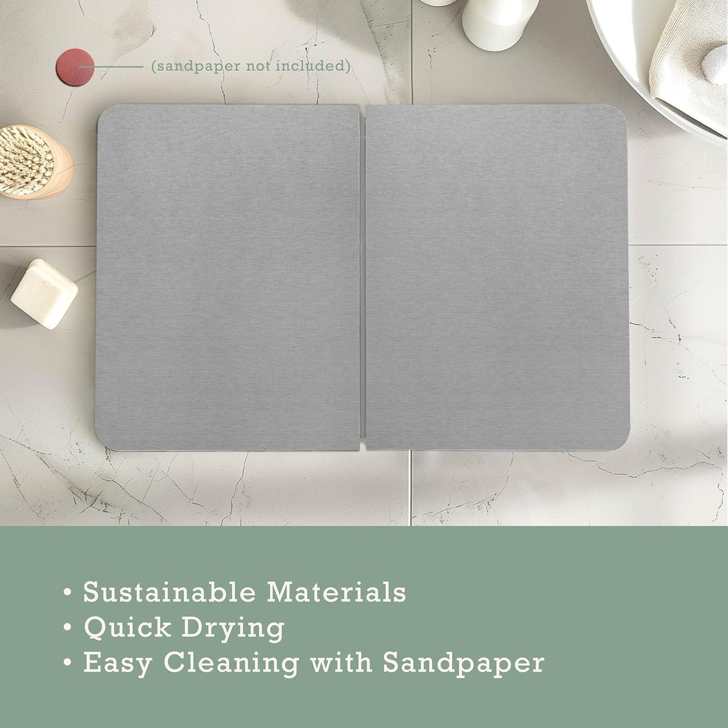 Alfombra de Baño Diatomácea Inspired Living - Antideslizante, Grande, Gris