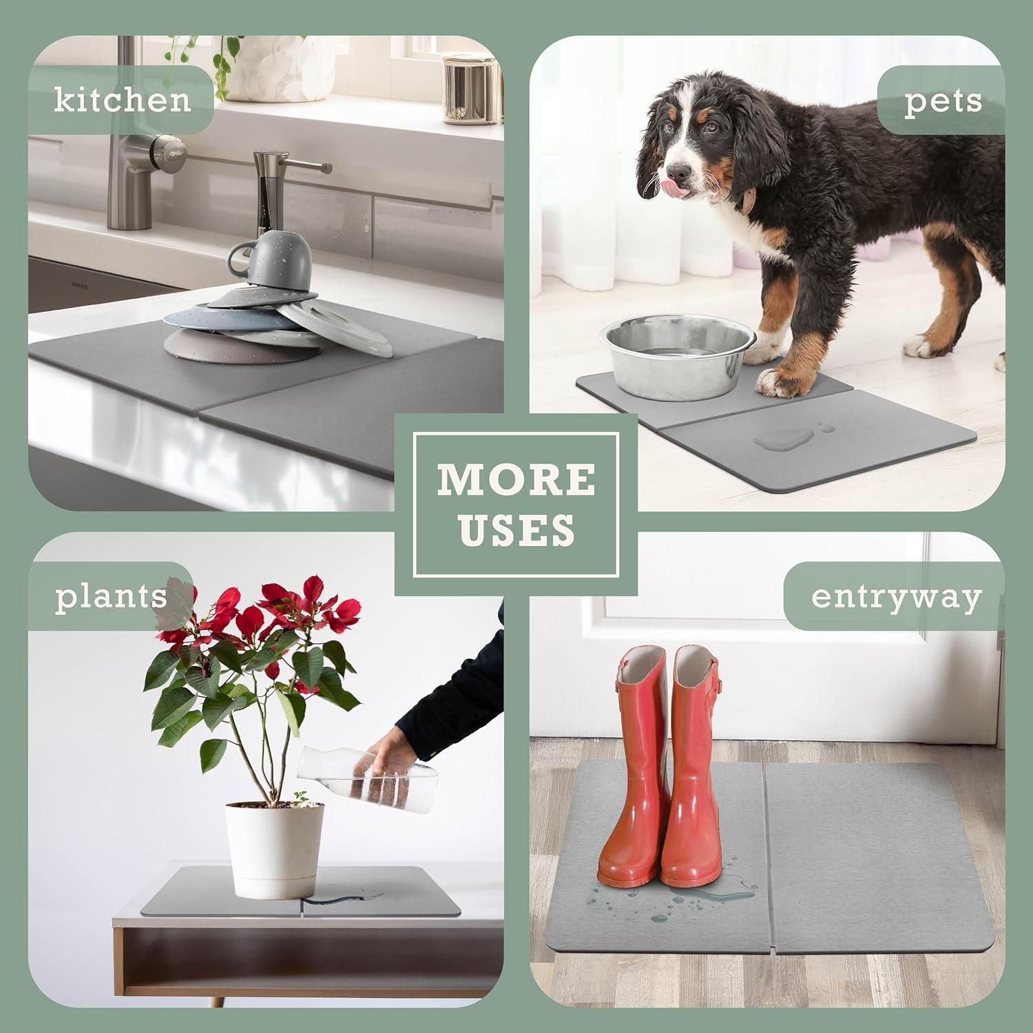 Alfombra de Baño Diatomácea Inspired Living - Antideslizante, Grande, Gris