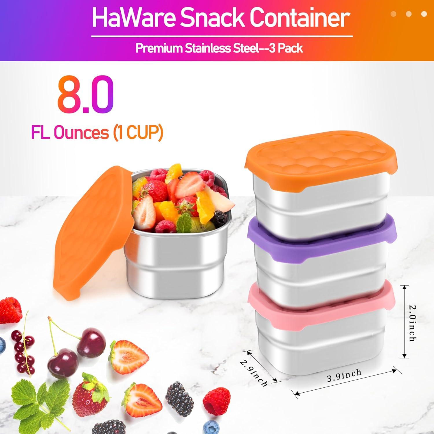 Contenedores de Aperitivos HaWare 8 oz Acero Inoxidable 3 Pzs