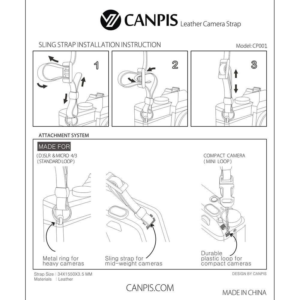 Correa de Hombro para Cámara CANPIS de Cuero Negro
