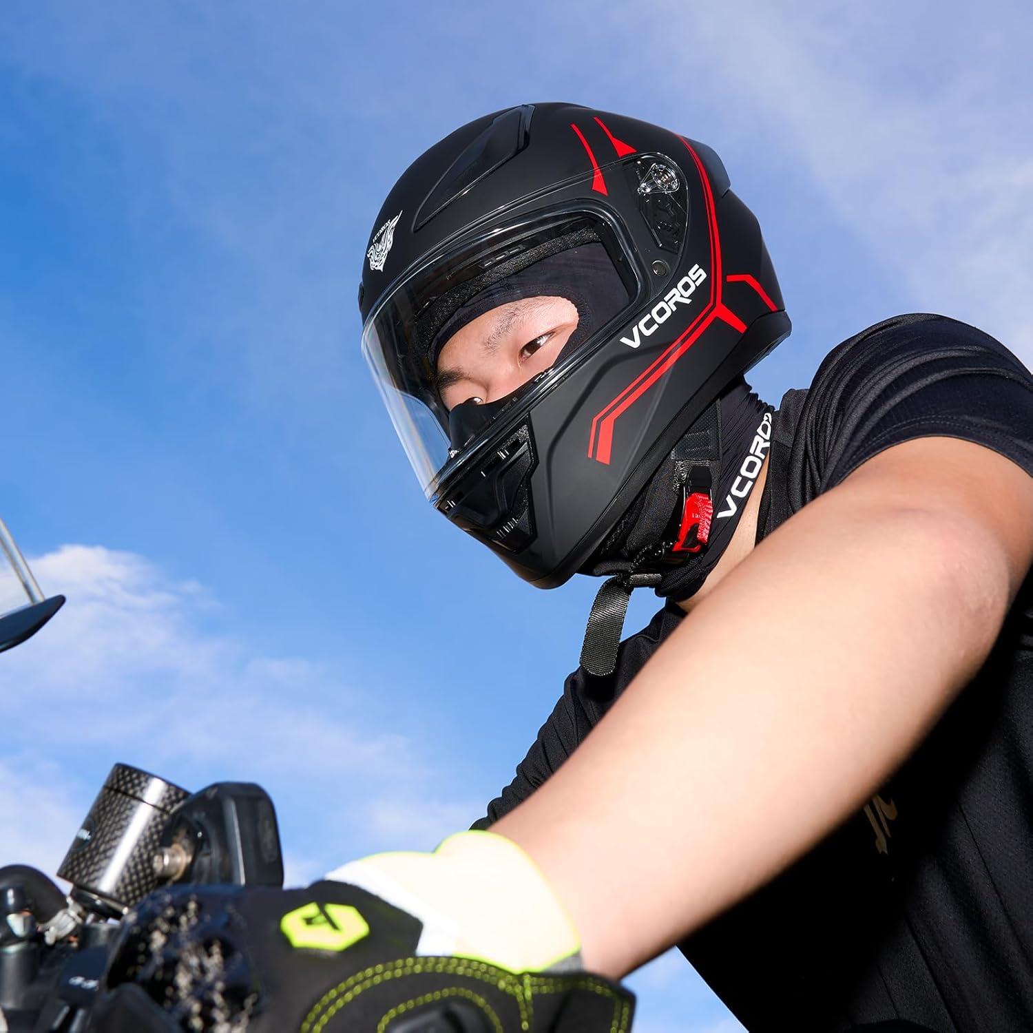 Casco de motocicleta VCOROS WS-609 L rojo mate DOT