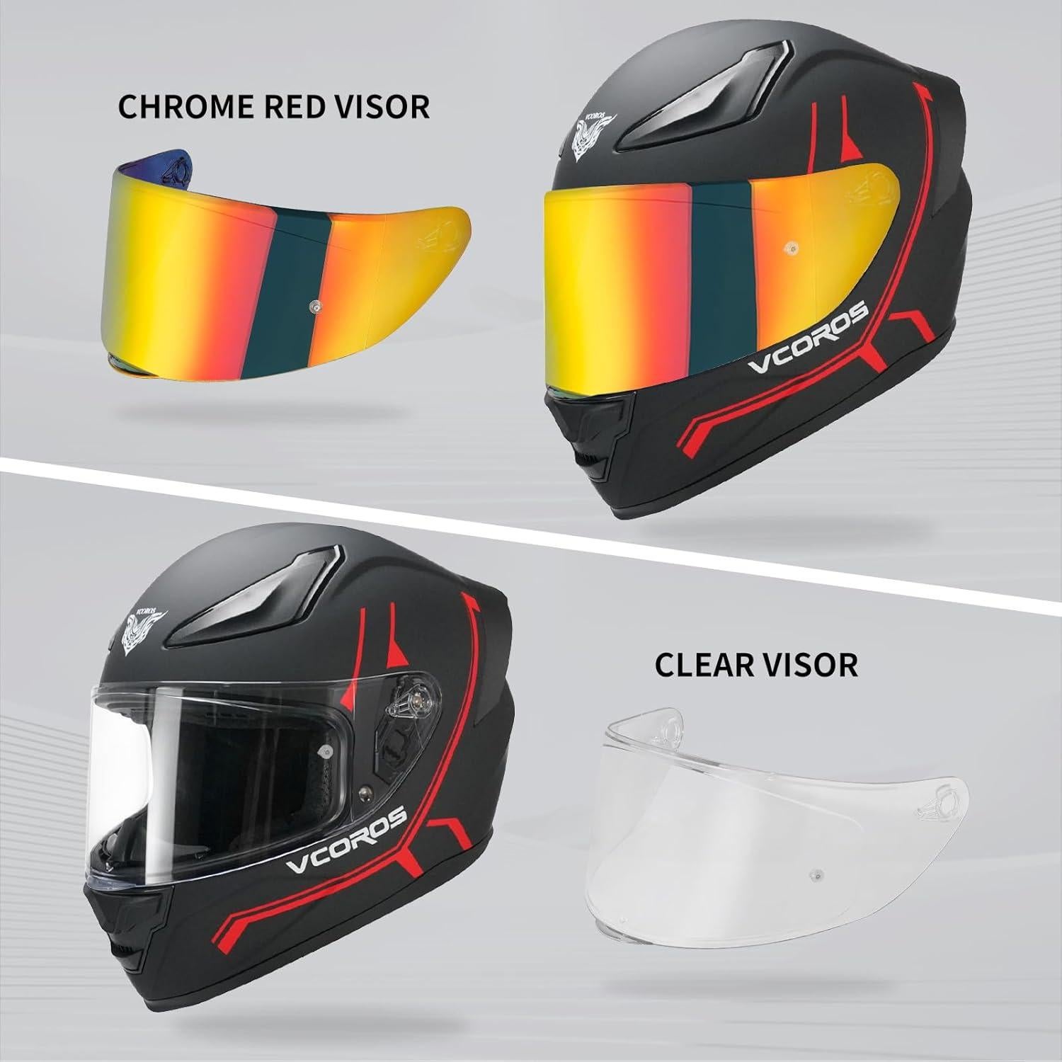 Casco de motocicleta VCOROS WS-609 L rojo mate DOT