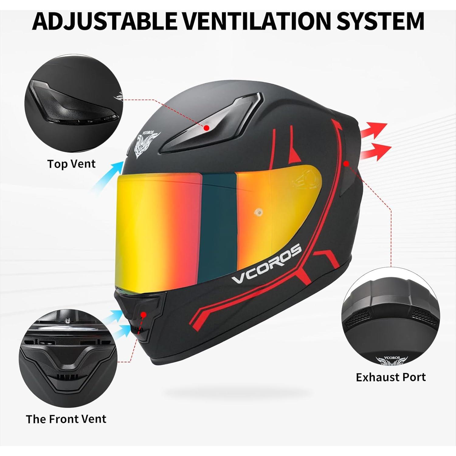 Casco de motocicleta VCOROS WS-609 L rojo mate DOT