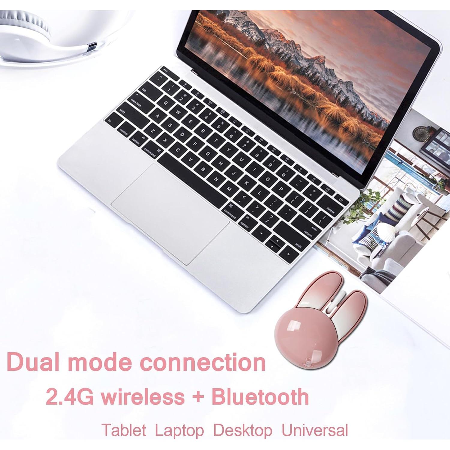 Ratón Inalámbrico GUGUELEC Conejito Rosa Bluetooth Doble Modo