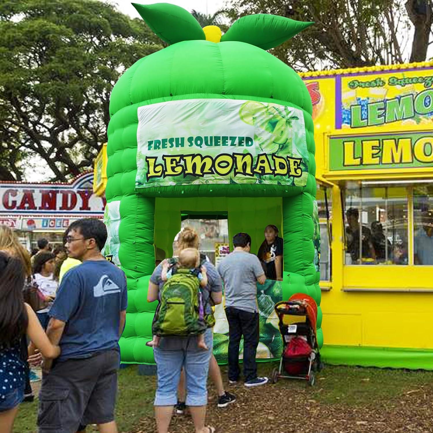 Stand Inflable de Limón Verde Yuhuya 3.05x3.05x4.57m con Ventilador