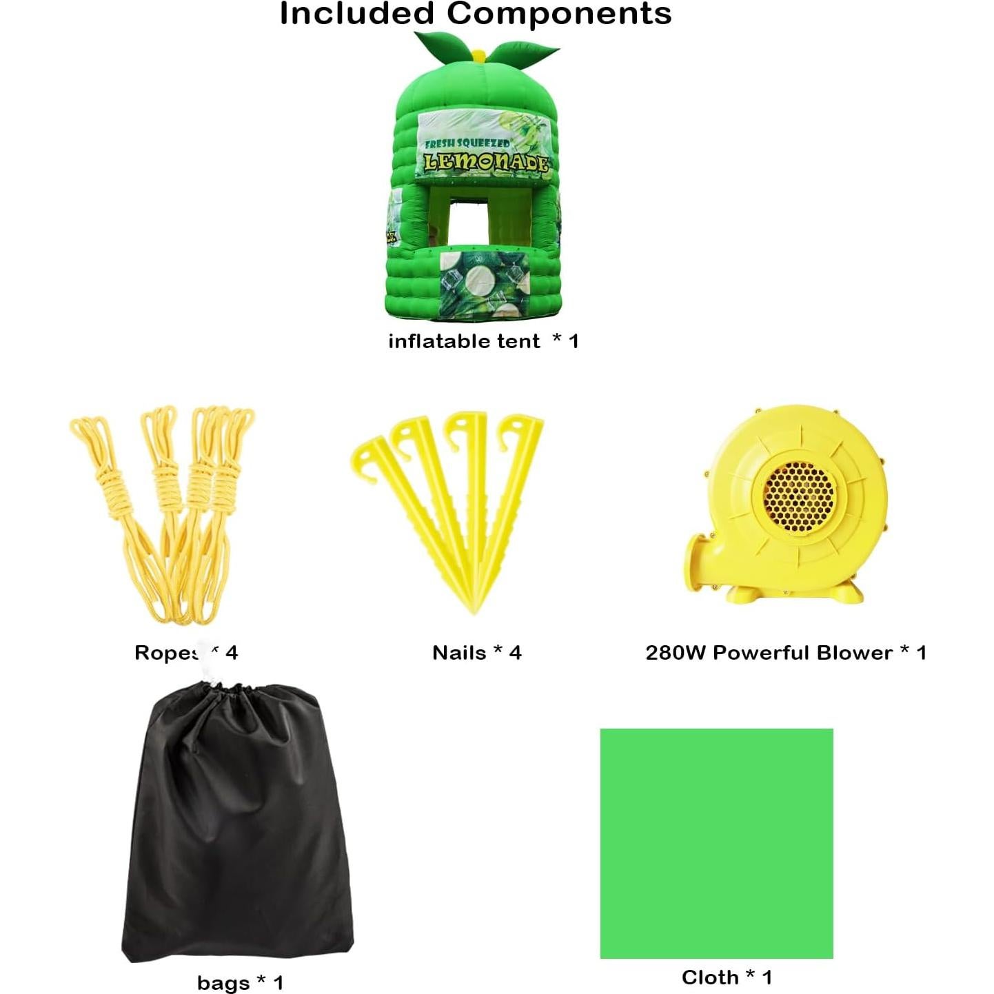 Stand Inflable de Limón Verde Yuhuya 3.05x3.05x4.57m con Ventilador