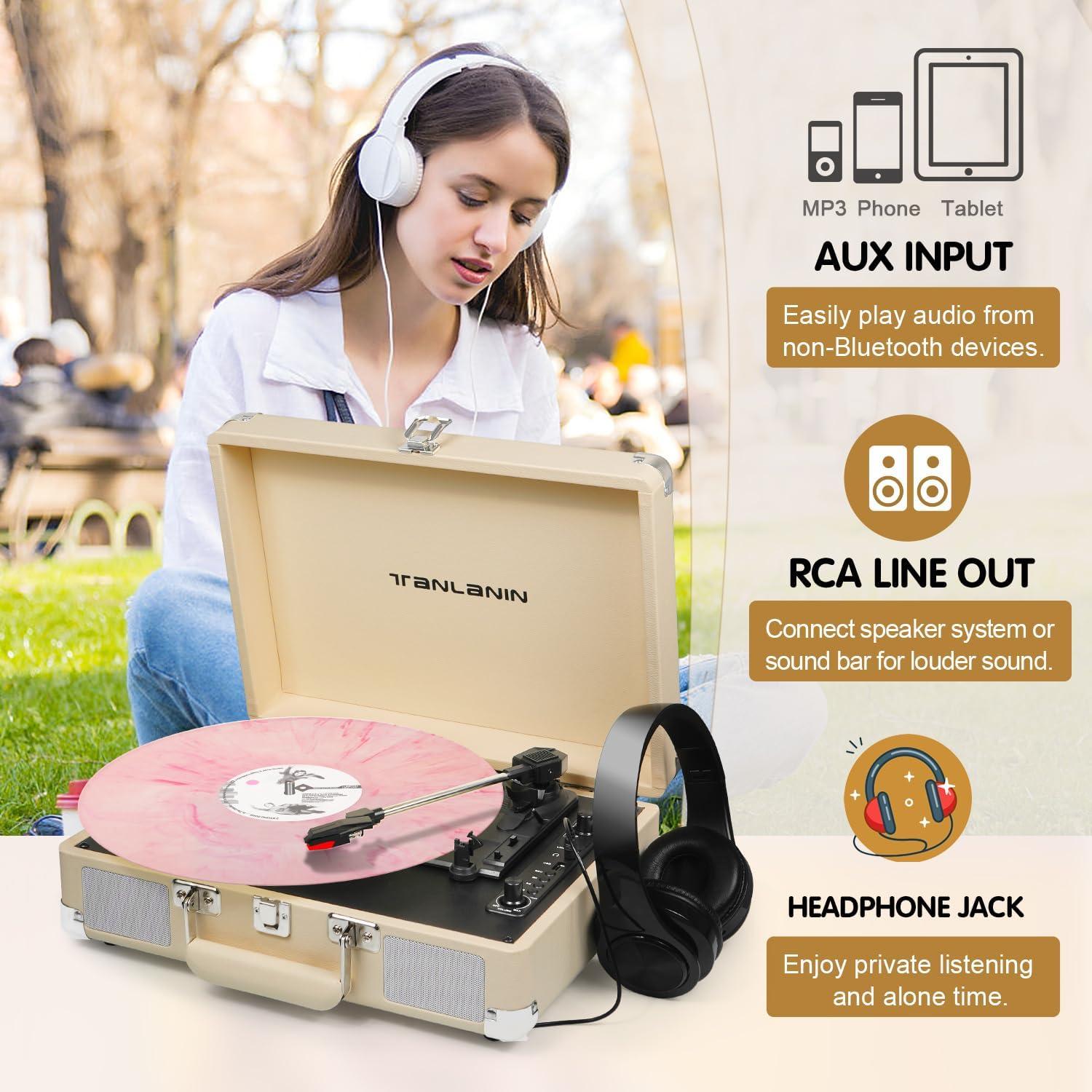 Reproductor de Vinilo TANLANIN TE-2021 Bluetooth 3 Velocidades