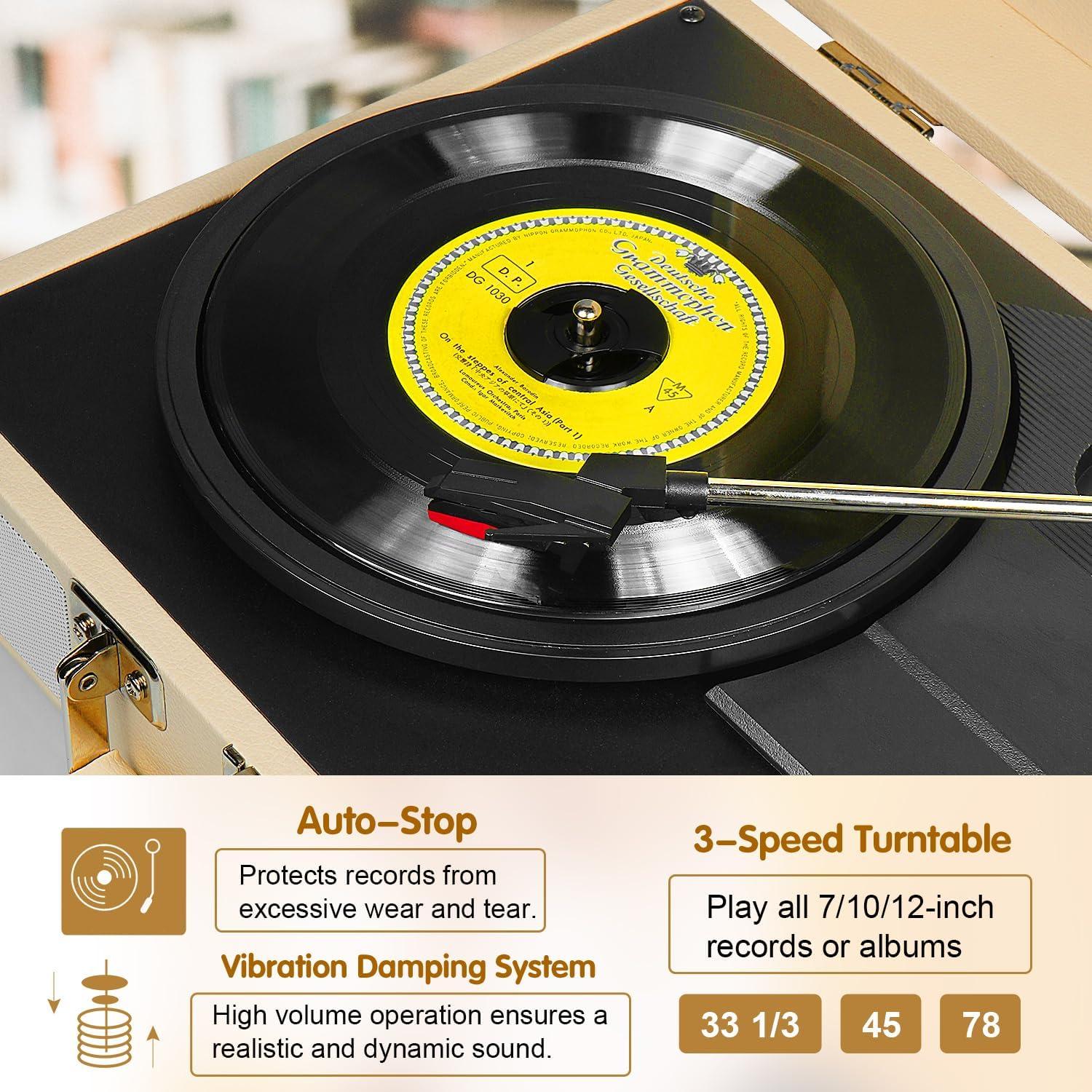 Reproductor de Vinilo TANLANIN TE-2021 Bluetooth 3 Velocidades