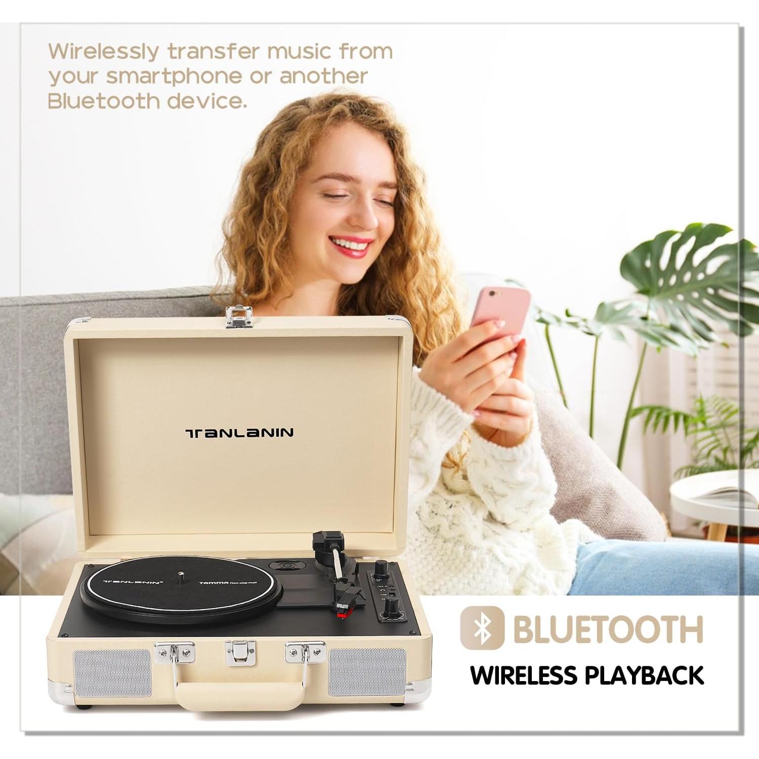 Reproductor de Vinilo TANLANIN TE-2021 Bluetooth 3 Velocidades