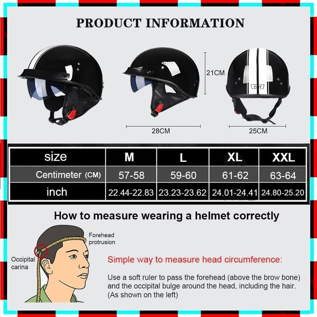 Casco de motocicleta BDTOT retro M 57-58cm con visera