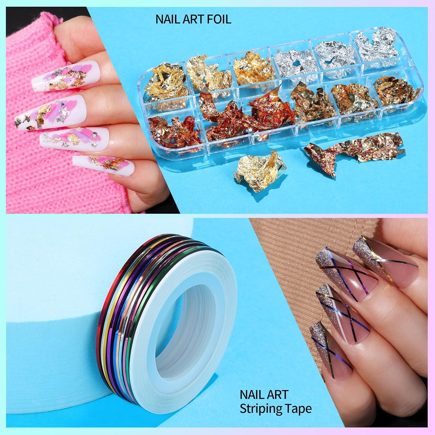 Kit de Arte de Uñas Teenitor - 20 Piezas con Pinceles y Rhinestones