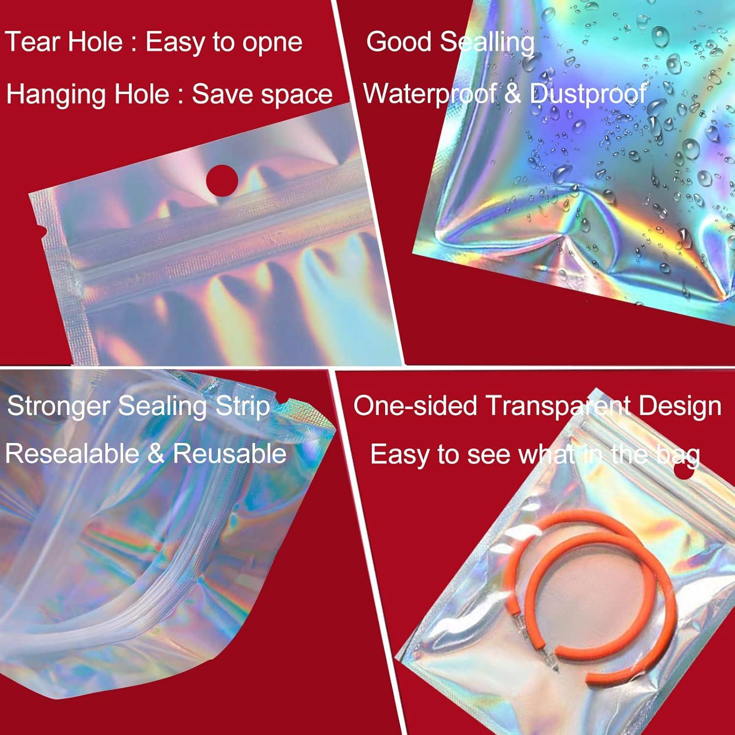 100 Bolsas Holográficas Reutilizables SixWeKit 13.97x19.81 cm