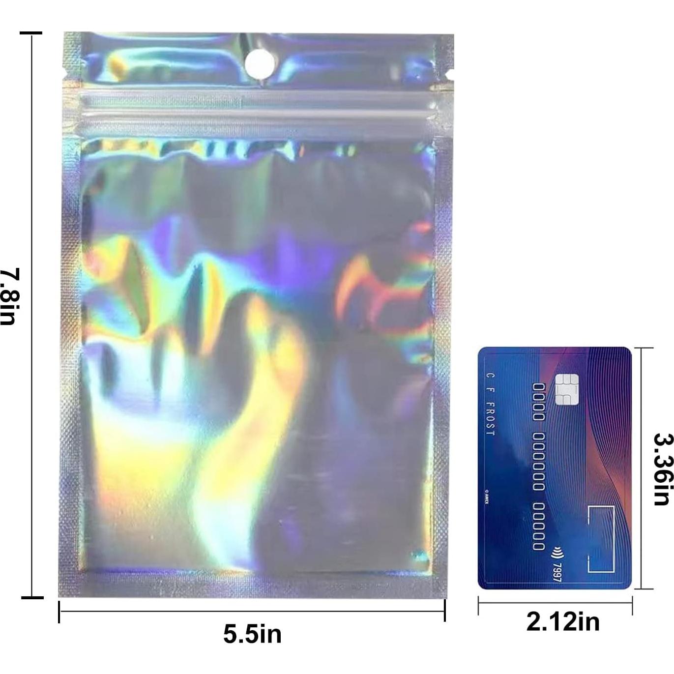 100 Bolsas Holográficas Reutilizables SixWeKit 13.97x19.81 cm