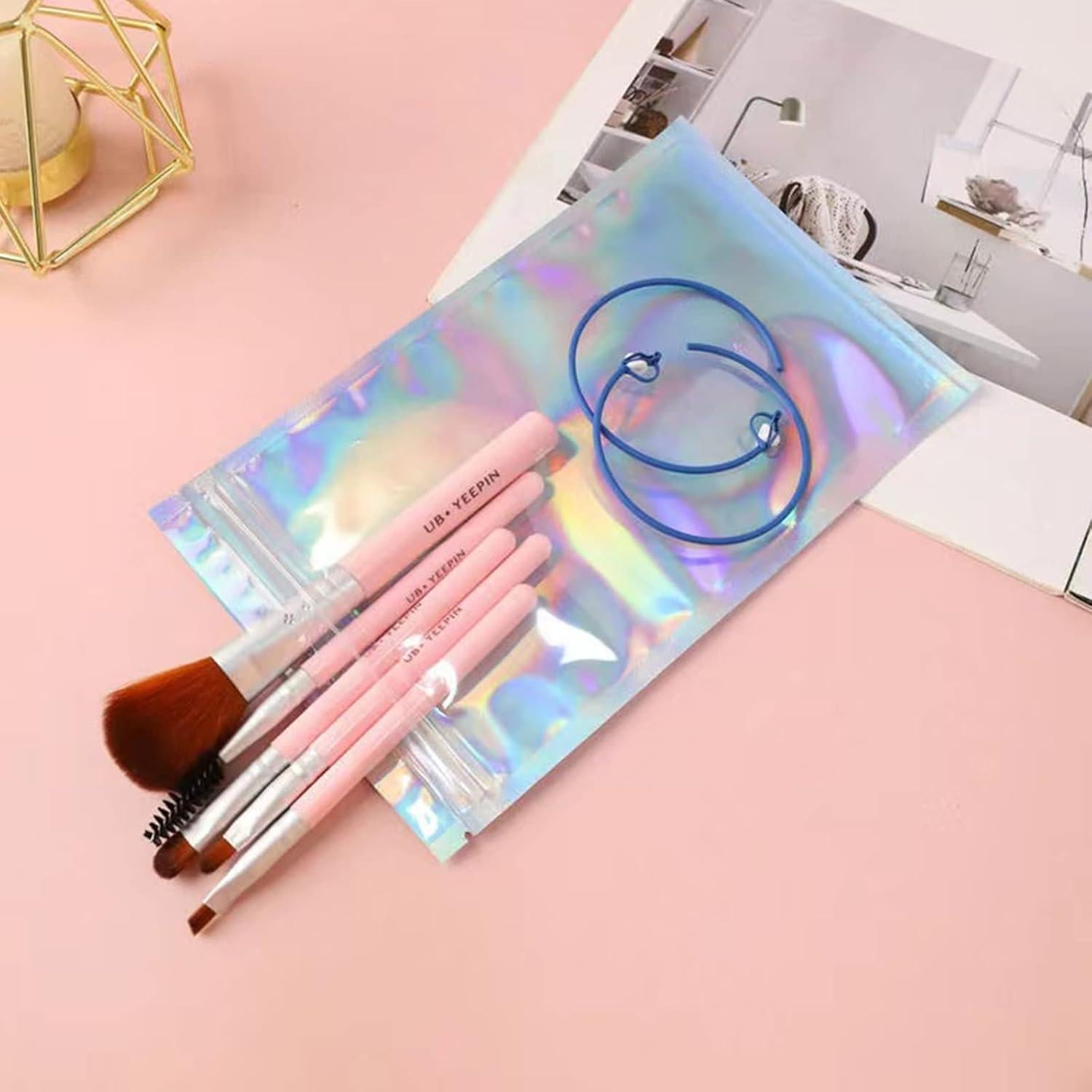 100 Bolsas Holográficas Reutilizables SixWeKit 13.97x19.81 cm