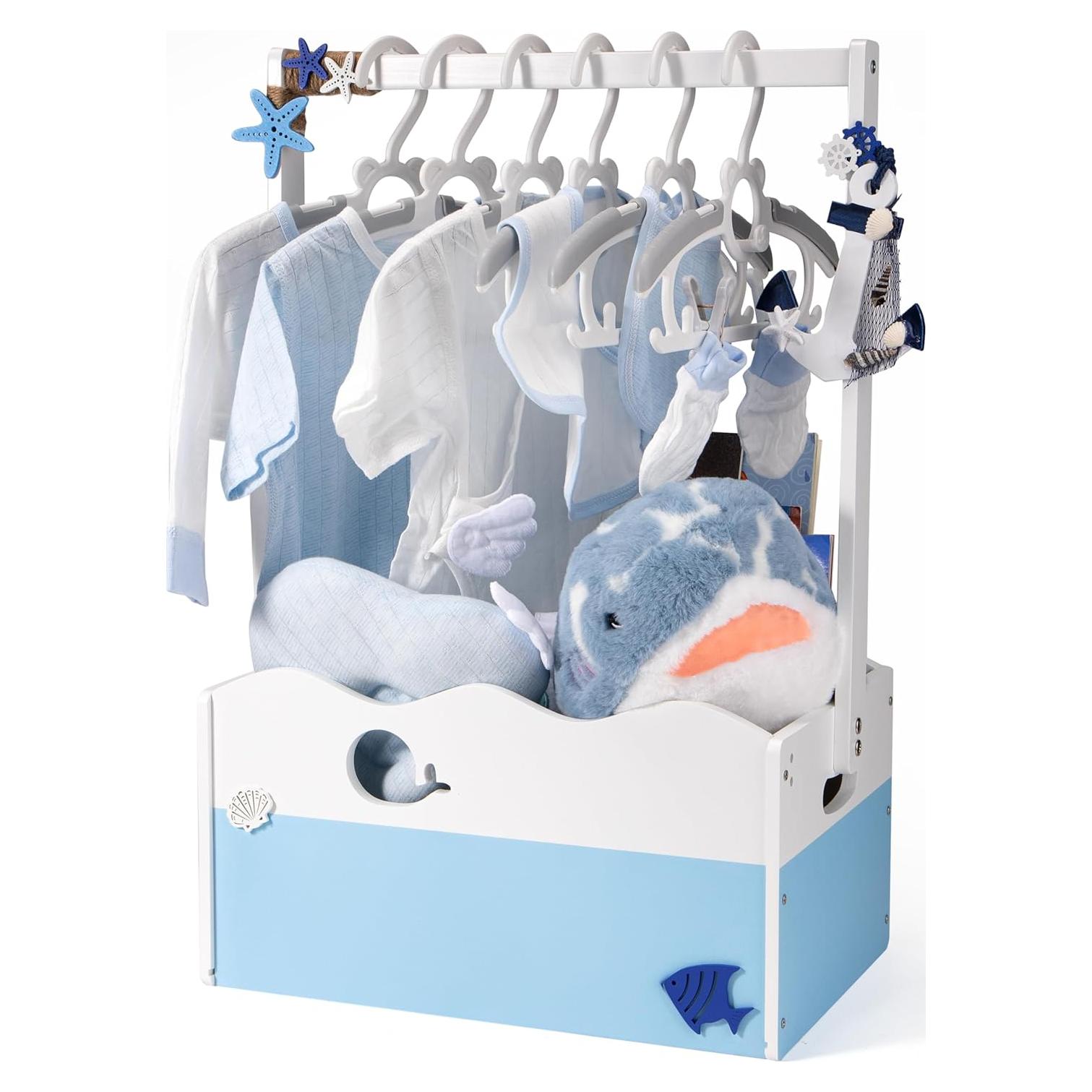 Caja de Madera Azul para Baby Shower GiftAmaz 34.2x22.5x53.2cm