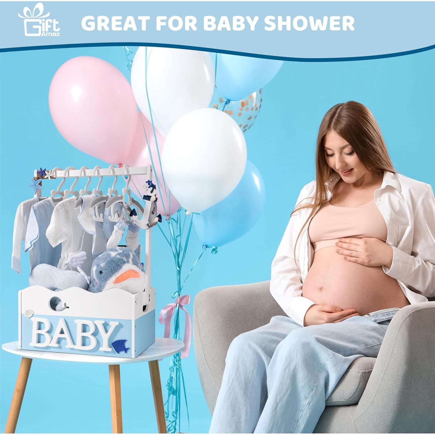 Caja de Madera Azul para Baby Shower GiftAmaz 34.2x22.5x53.2cm