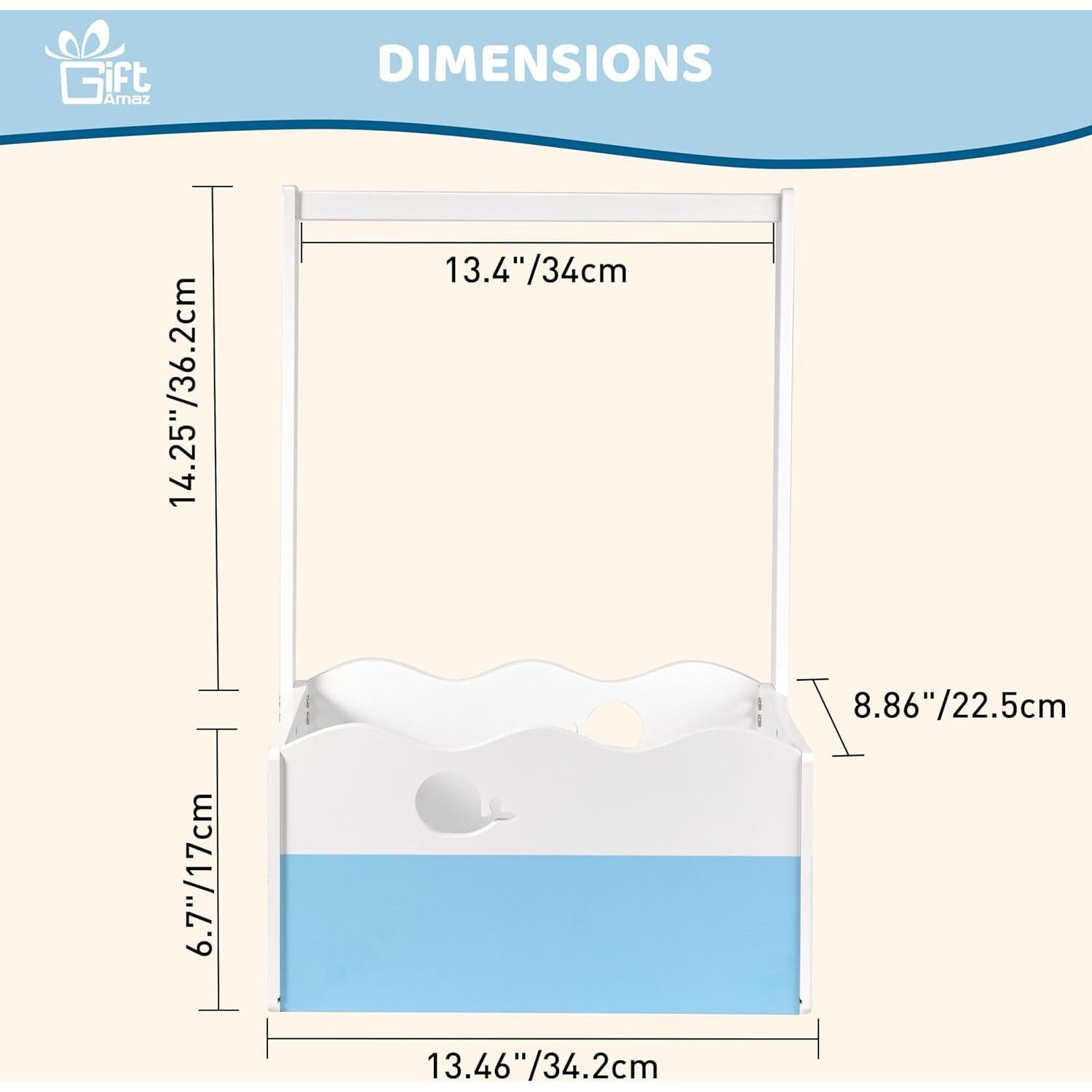 Caja de Madera Azul para Baby Shower GiftAmaz 34.2x22.5x53.2cm