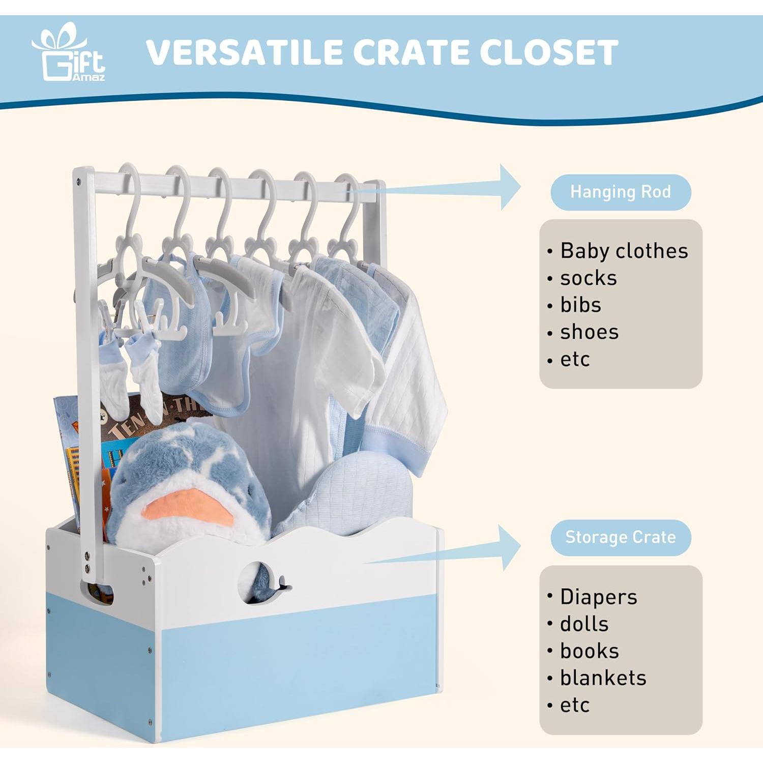 Caja de Madera Azul para Baby Shower GiftAmaz 34.2x22.5x53.2cm