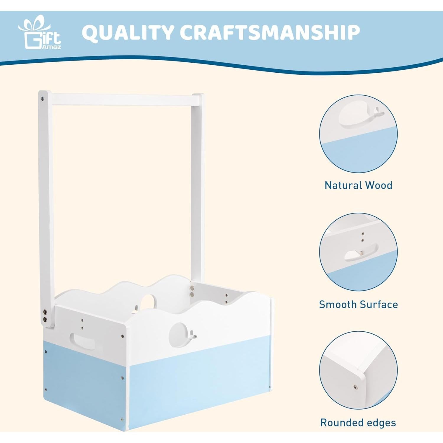 Caja de Madera Azul para Baby Shower GiftAmaz 34.2x22.5x53.2cm