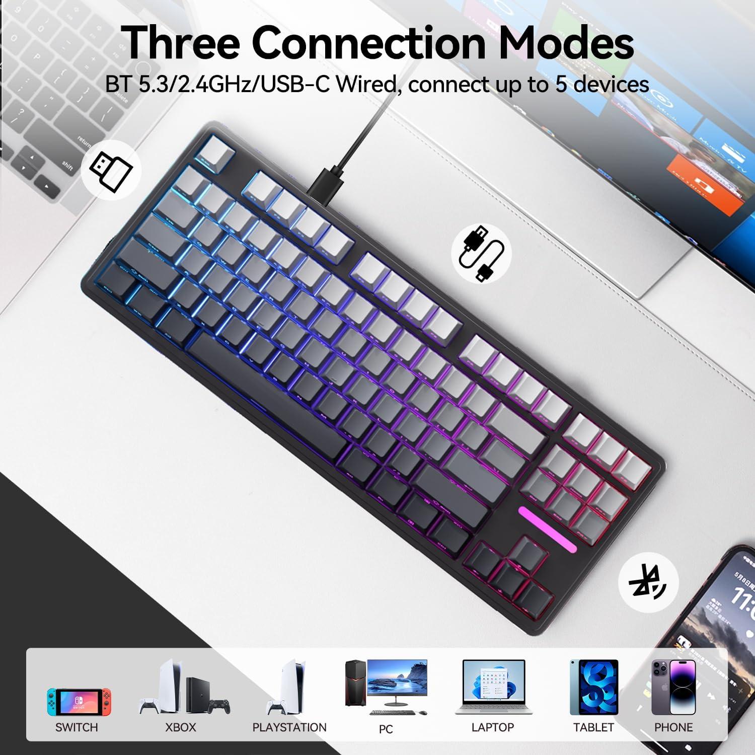 Teclado Mecánico Inalámbrico AUSDOM Hola 87, RGB, 10000mAh
