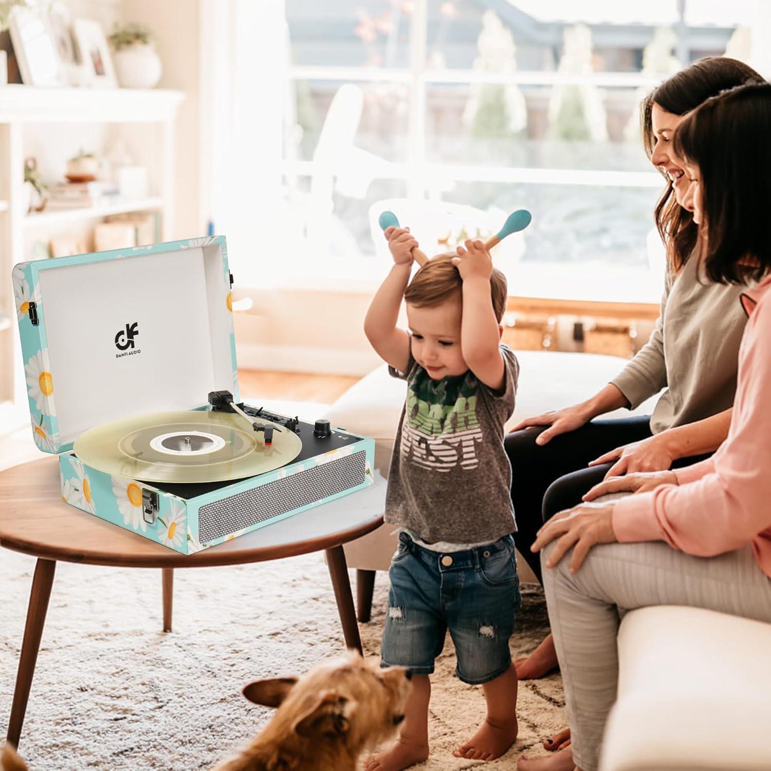 Reproductor de Vinilo Bluetooth DANFI AUDIO Azul 3 Velocidades