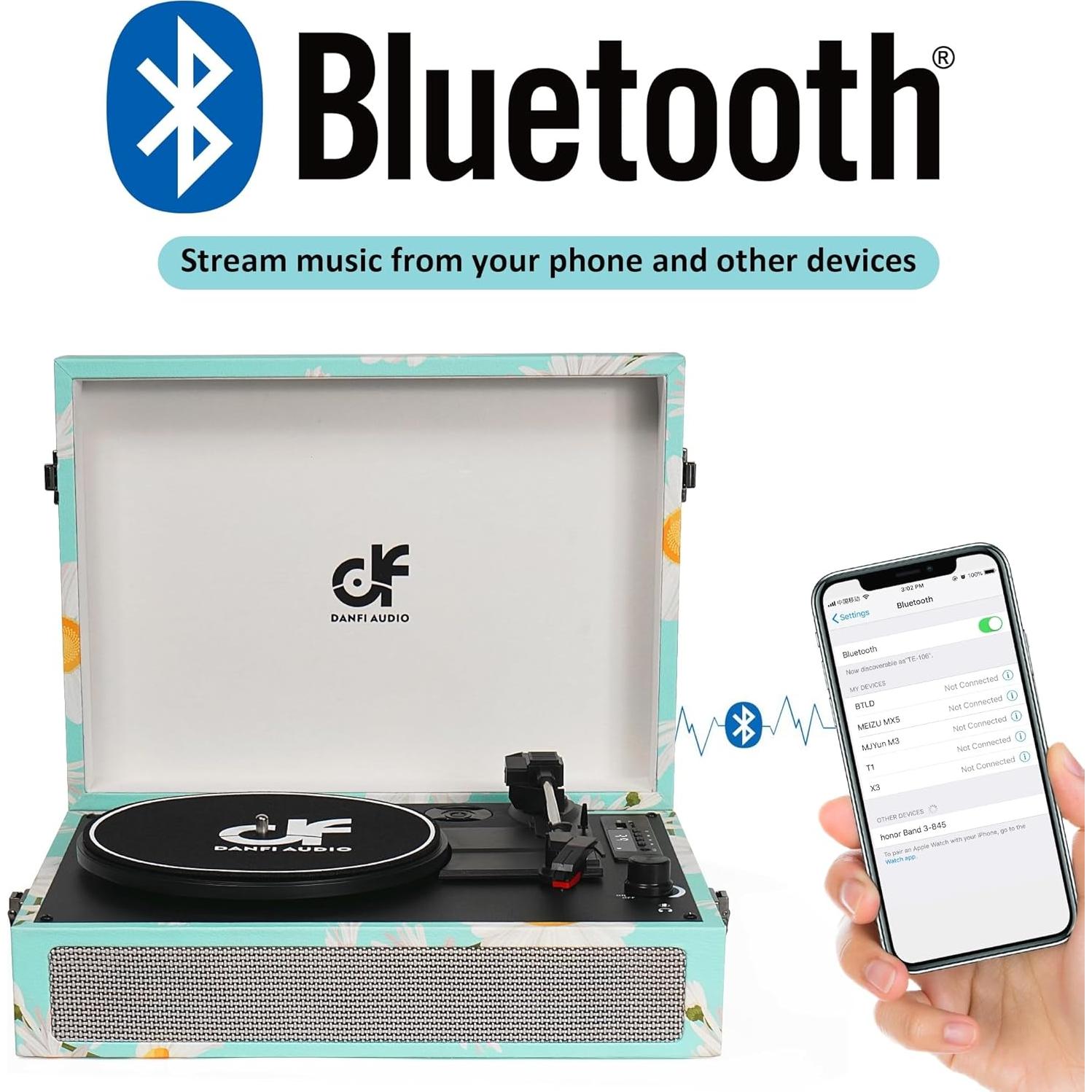 Reproductor de Vinilo Bluetooth DANFI AUDIO Azul 3 Velocidades