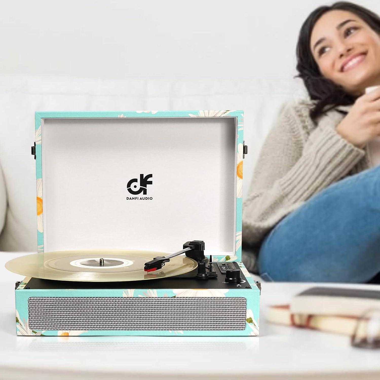 Reproductor de Vinilo Bluetooth DANFI AUDIO Azul 3 Velocidades