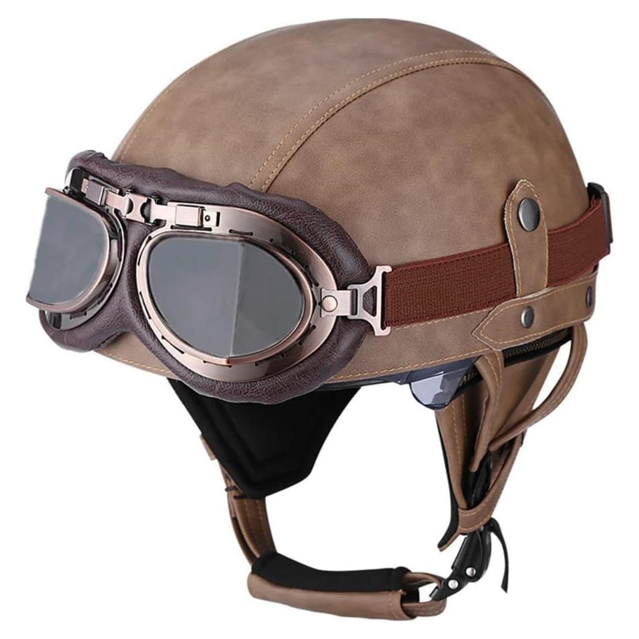 Casco de motocicleta Senhill estilo alemán M/L con gafas