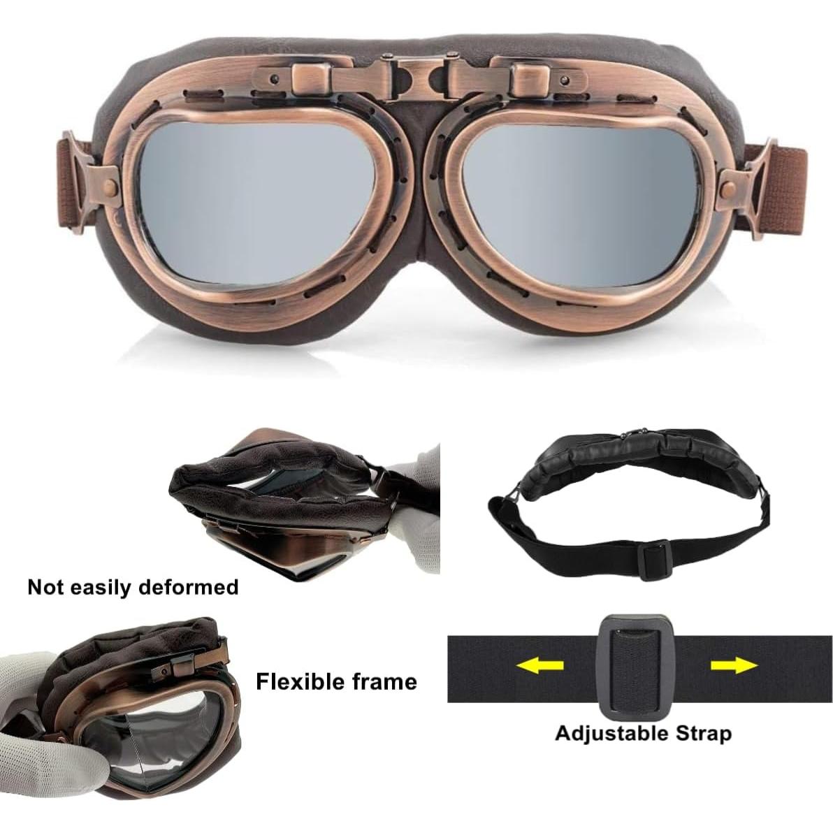 Casco de motocicleta Senhill estilo alemán M/L con gafas