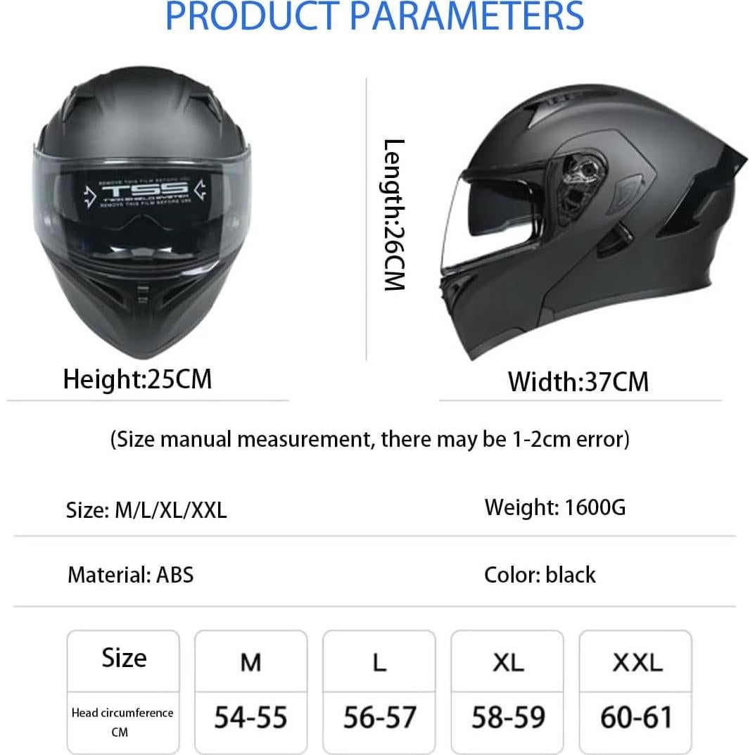 Casco Modular JZZLSJT Bluetooth Mediano Negro Mate