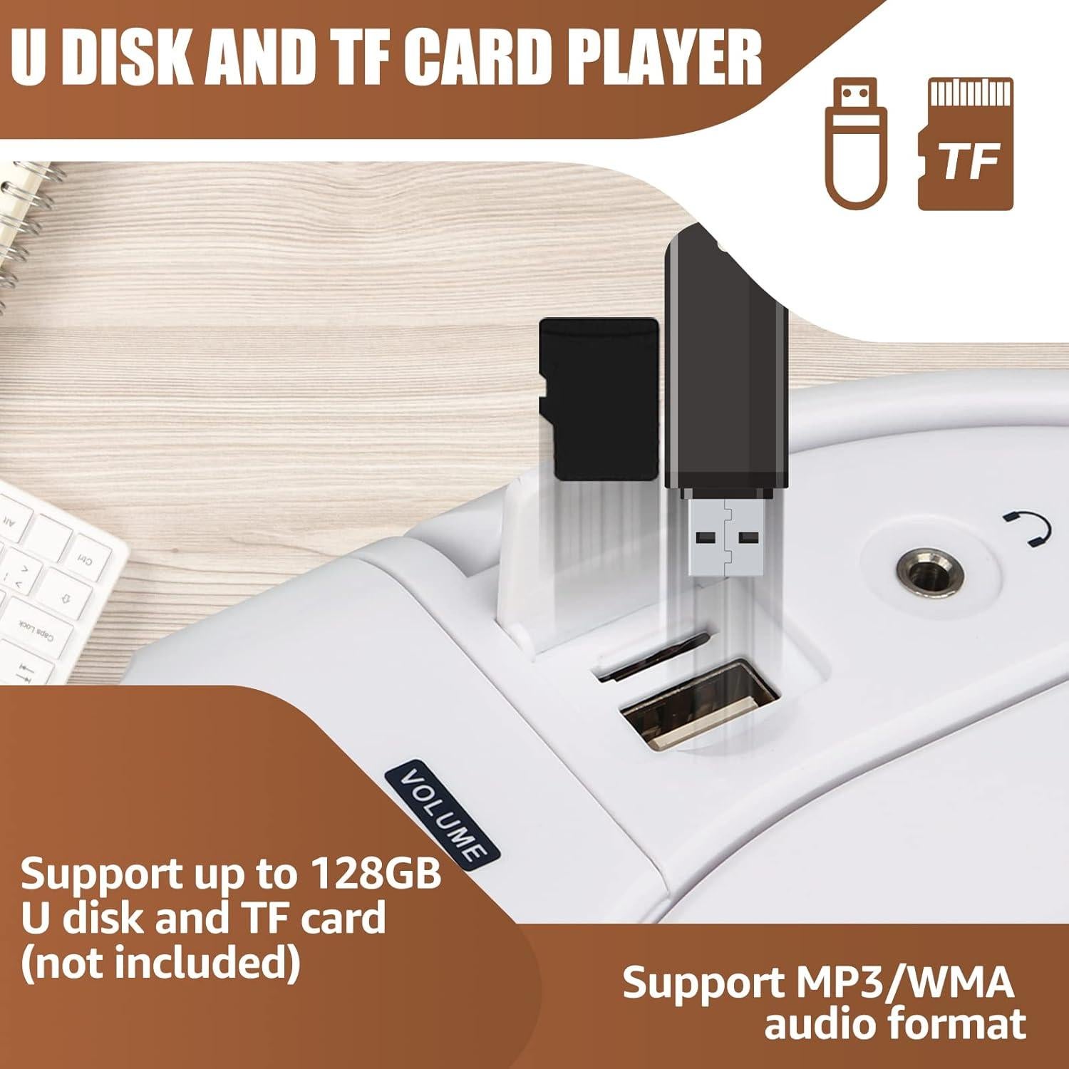 Retekess TR621 Boombox CD y Casete Portátil Blanco