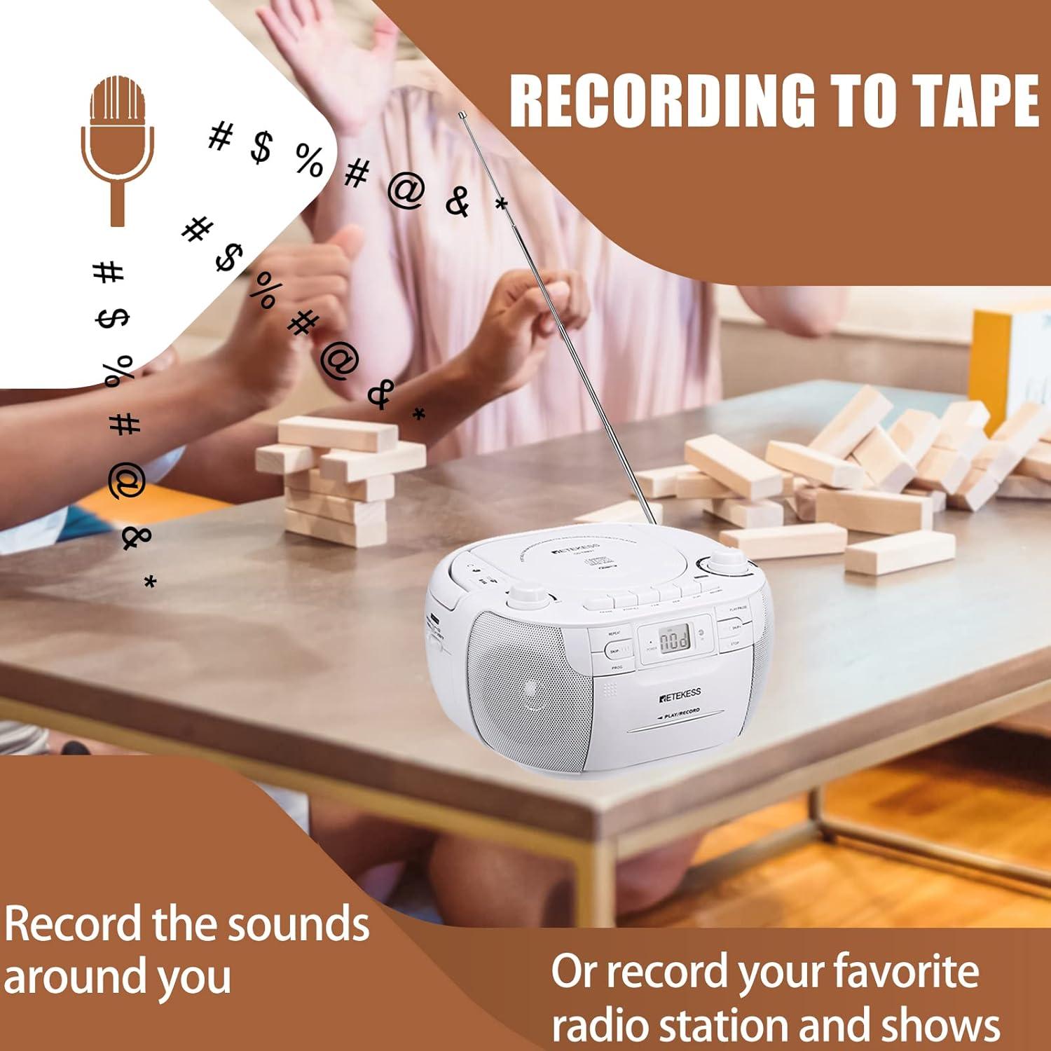 Retekess TR621 Boombox CD y Casete Portátil Blanco