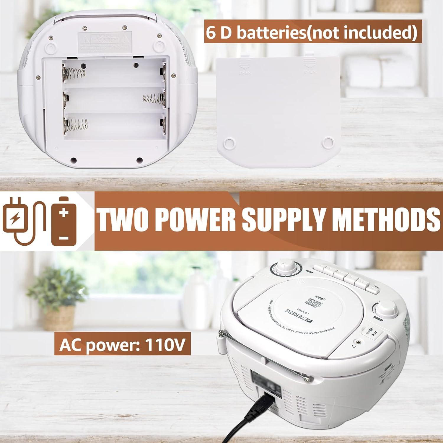 Retekess TR621 Boombox CD y Casete Portátil Blanco