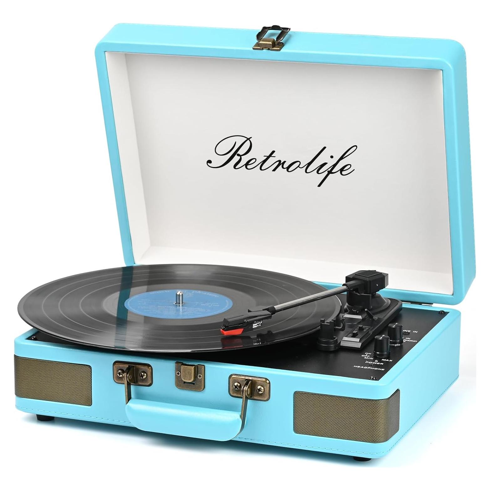 Reproductor de Vinilo Portátil Retrolife R610 Bluetooth 3 Velocidades