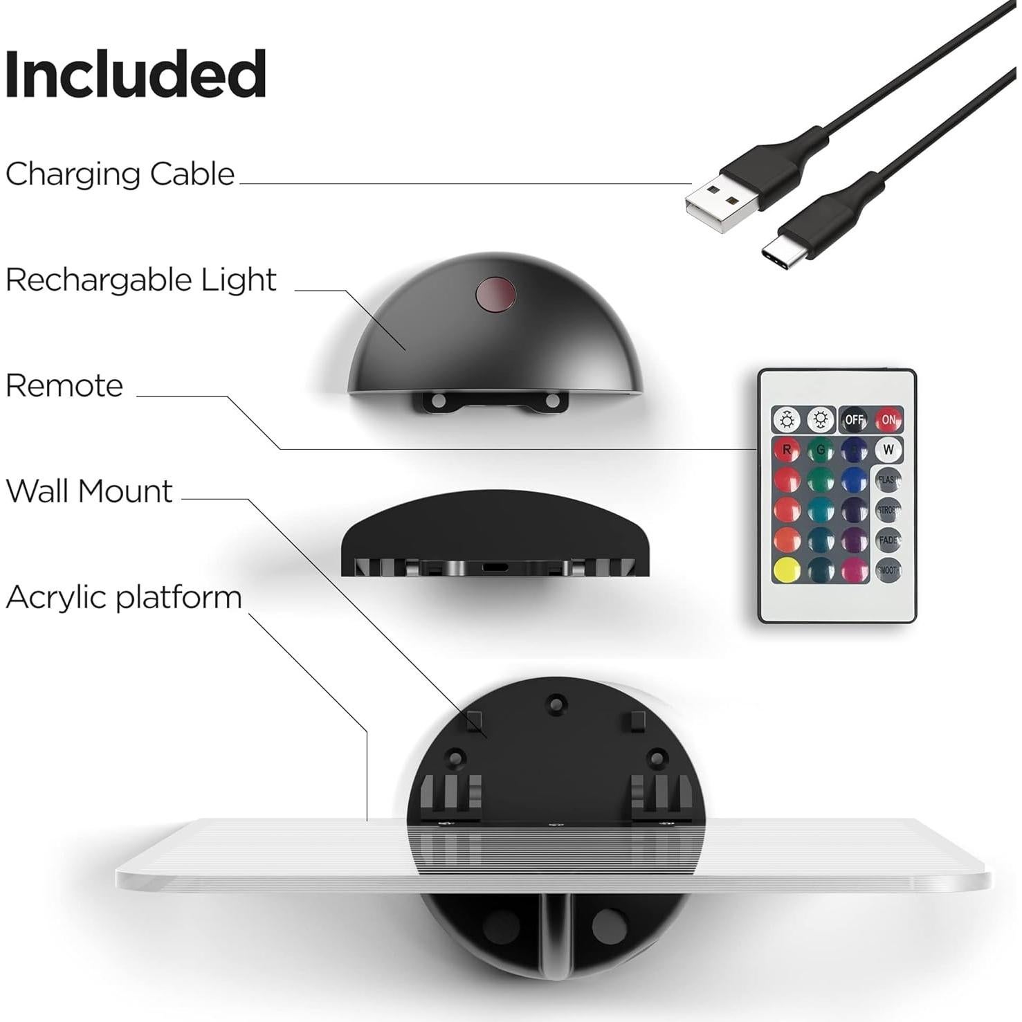 Estante de Pared LED Galvanox DSL105 Acrílico 26.7x24.9cm