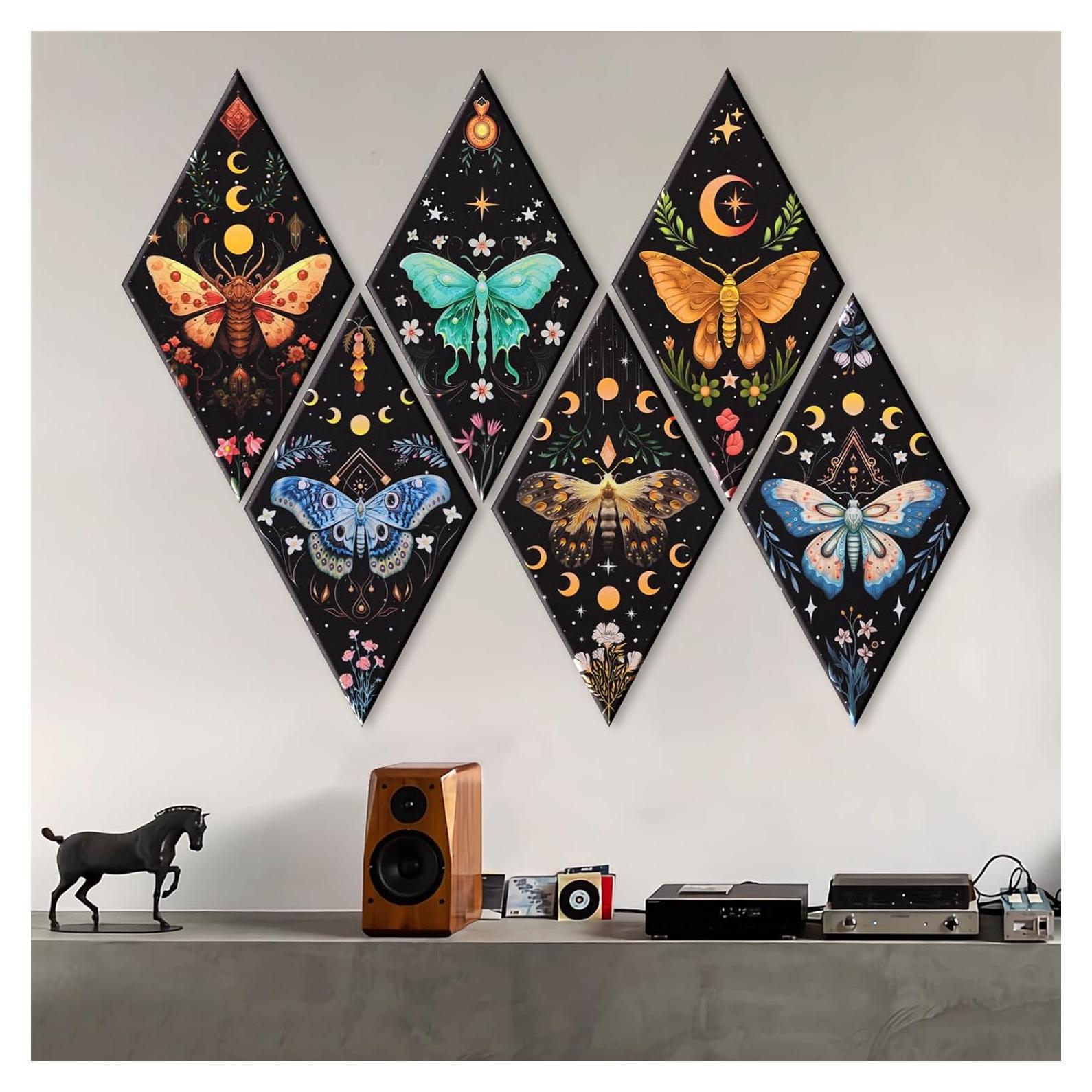 Paneles Acústicos Decorativos Tutmyrea Mariposa 6 Piezas 52x30cm