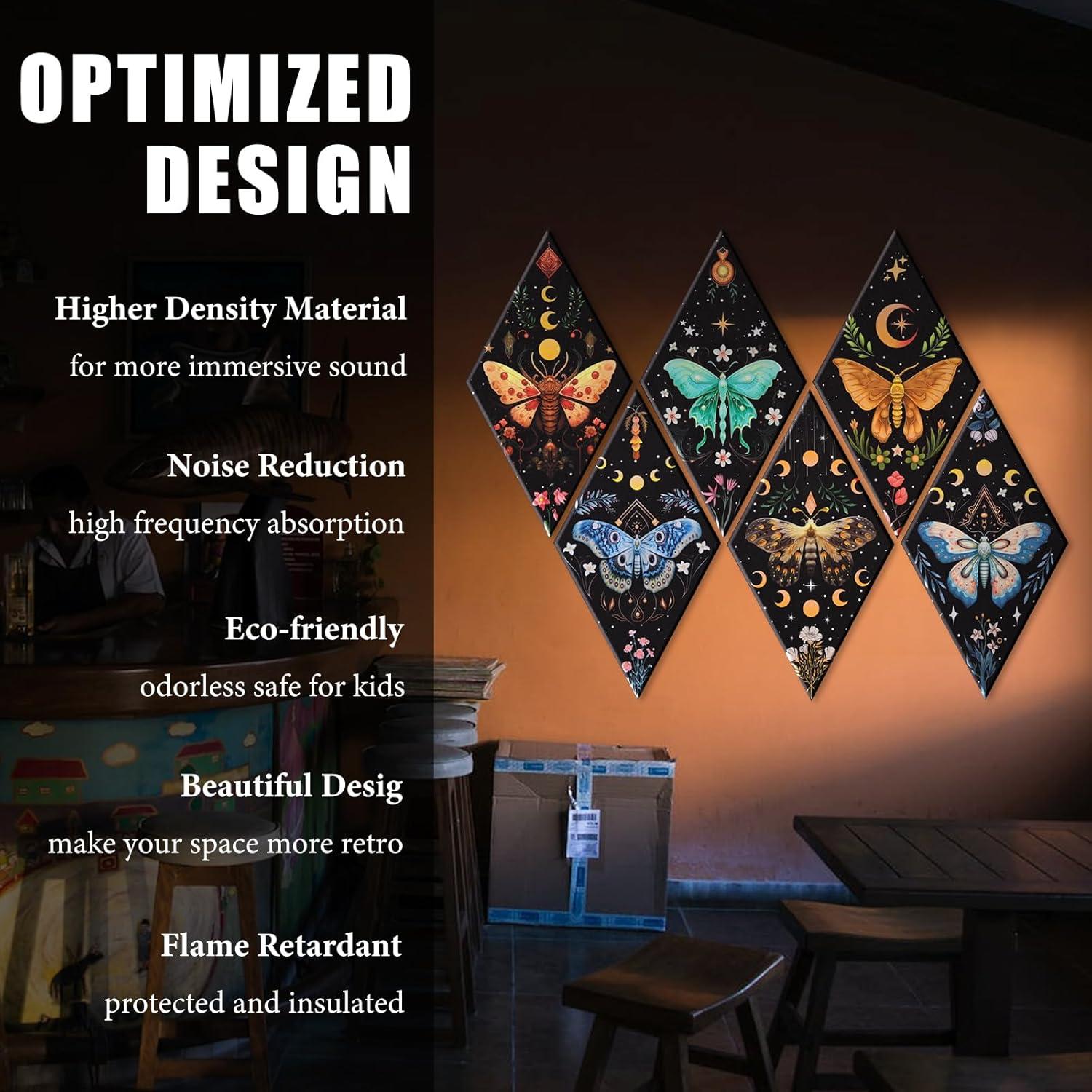 Paneles Acústicos Decorativos Tutmyrea Mariposa 6 Piezas 52x30cm