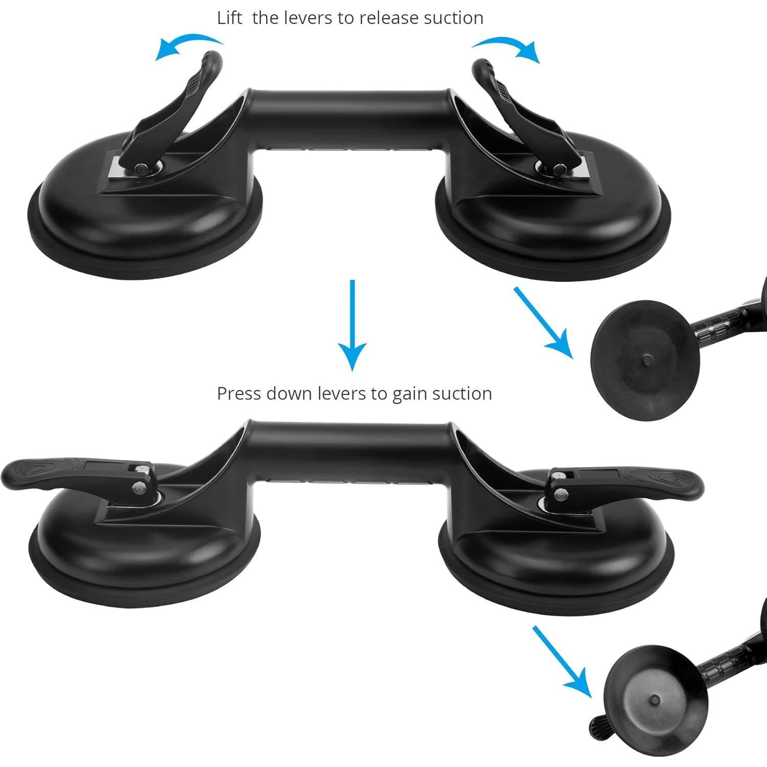 Ventosas de vidrio FCHO con mango de aluminio 11.9 cm - 90.7 kg